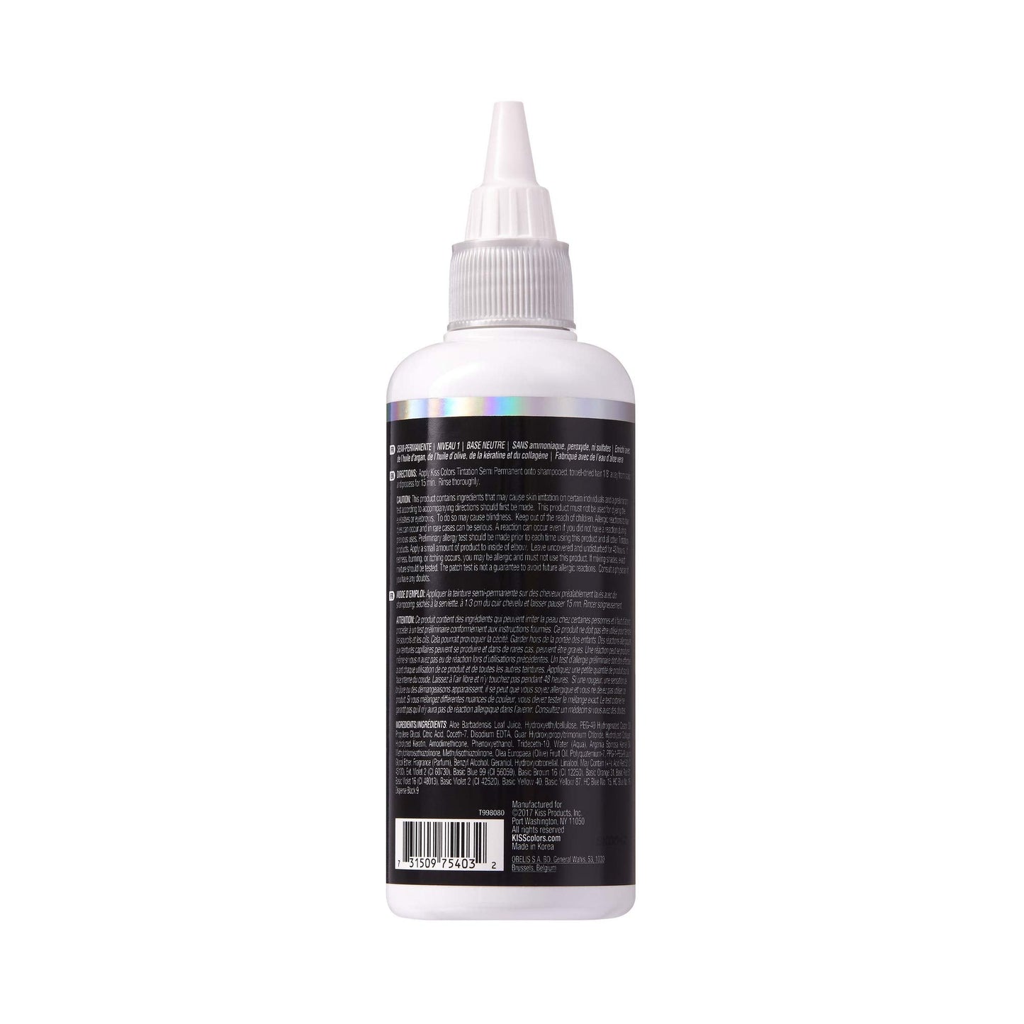 Red by Kiss Tintation Semi-Permanent Hair Color, Aloe Vera Water Based, Argan Oil, Olive Oil, Collagen & Keratin, Long-Lasting Color Dye (Black, 5 Fl Beauty & Personal Care Red By Kiss