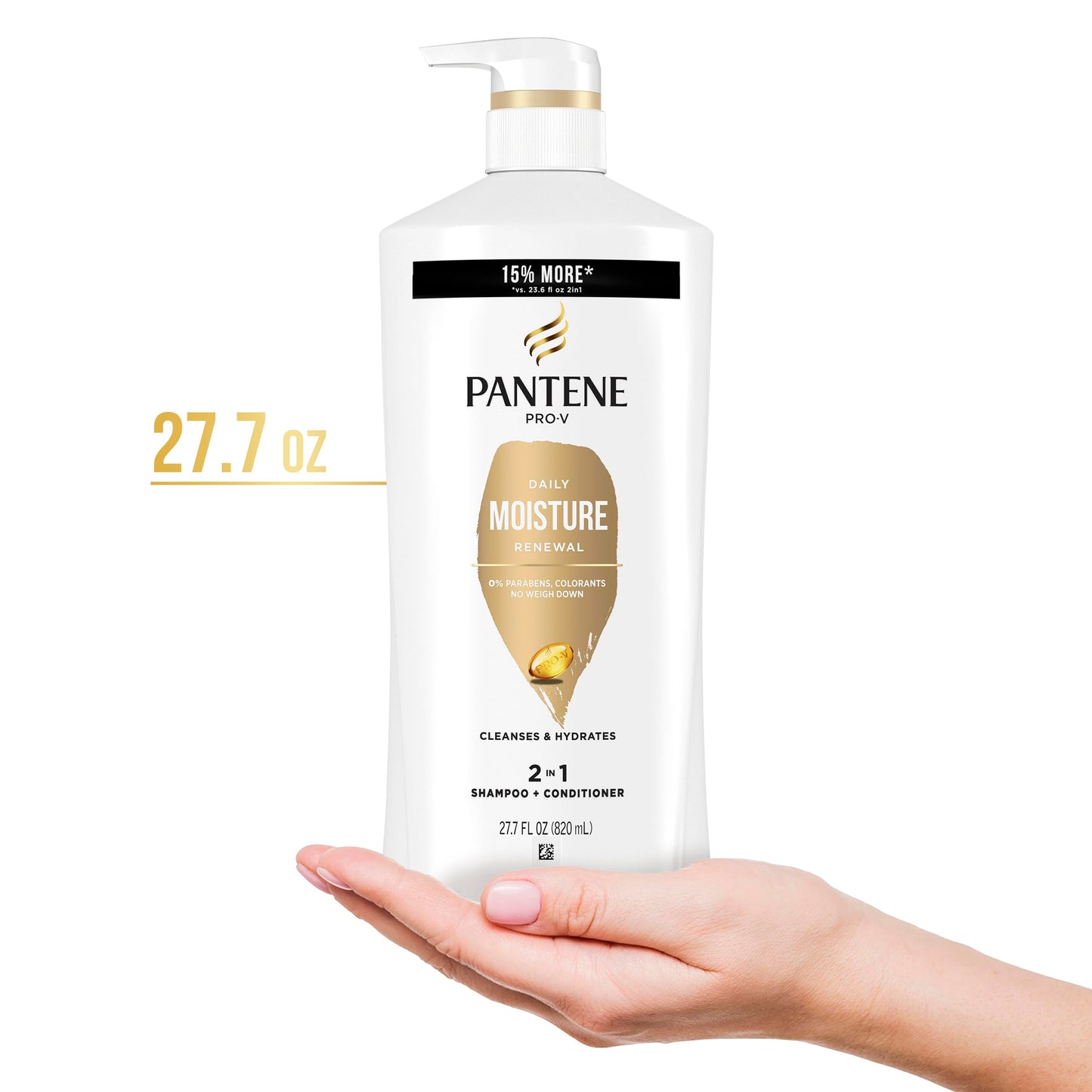 Pantene 2-in-1 Shampoo & Conditioner, Daily Moisture Renewal - Pro-V Nutrients for Dry, Color-Treated, Straight to Curly Hair, 72-Hour Hydration Beauty & Personal Care Pantene