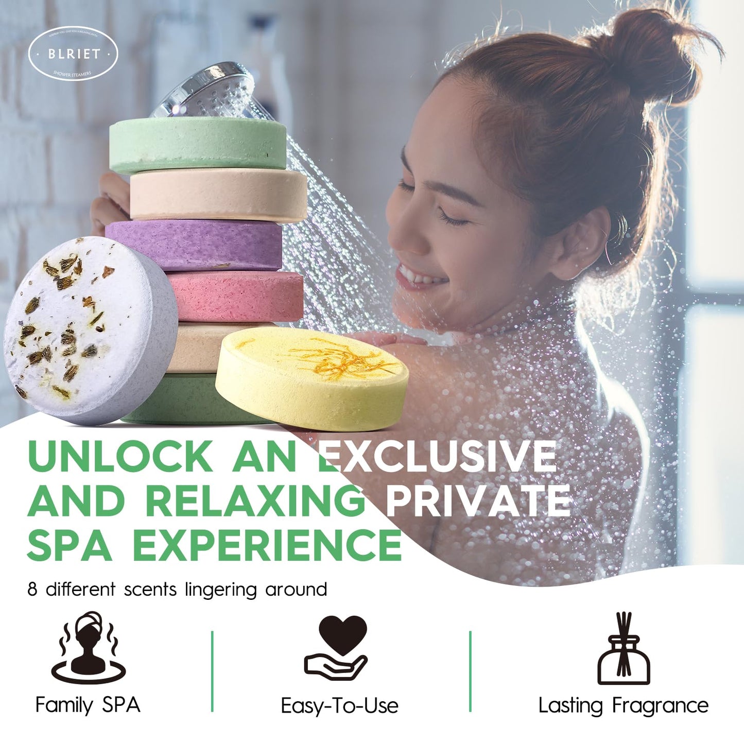 Shower Steamers Aromatherapy Mothers Day Gifts for Women 8 Pack, Shower Bombs Birthday Gift for Mom with Lavender Natural Essential Oils, Self Care Beauty and Personal Care BLRIET