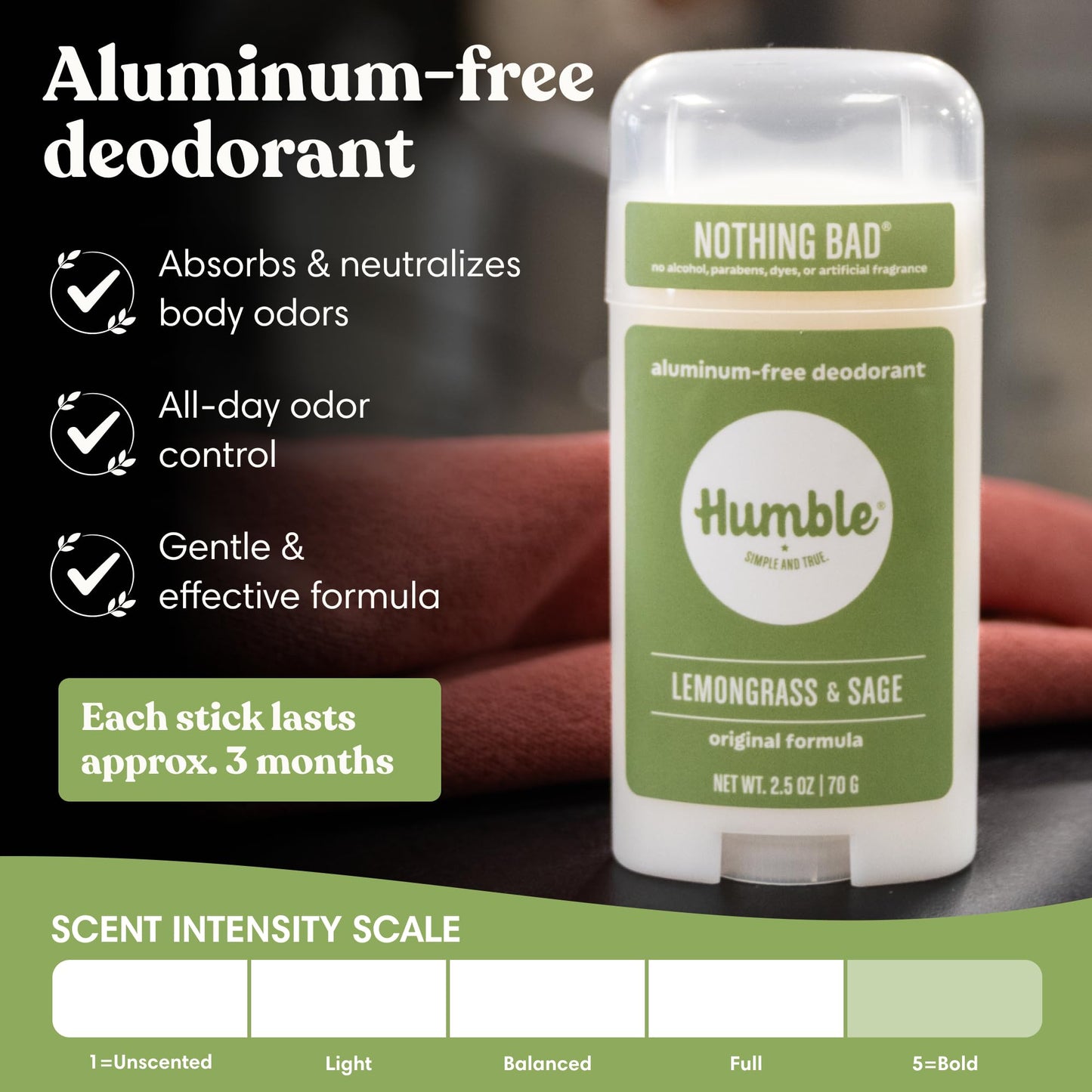 Humble Aluminum-Free Deodorant for Women & Men, Lemongrass & Sage - Clean & Fresh Natural Deodorant Stick with Essential Oils for Long-Lasting Odor Beauty and Personal Care HUMBLE SIMPLE AND TRUE.