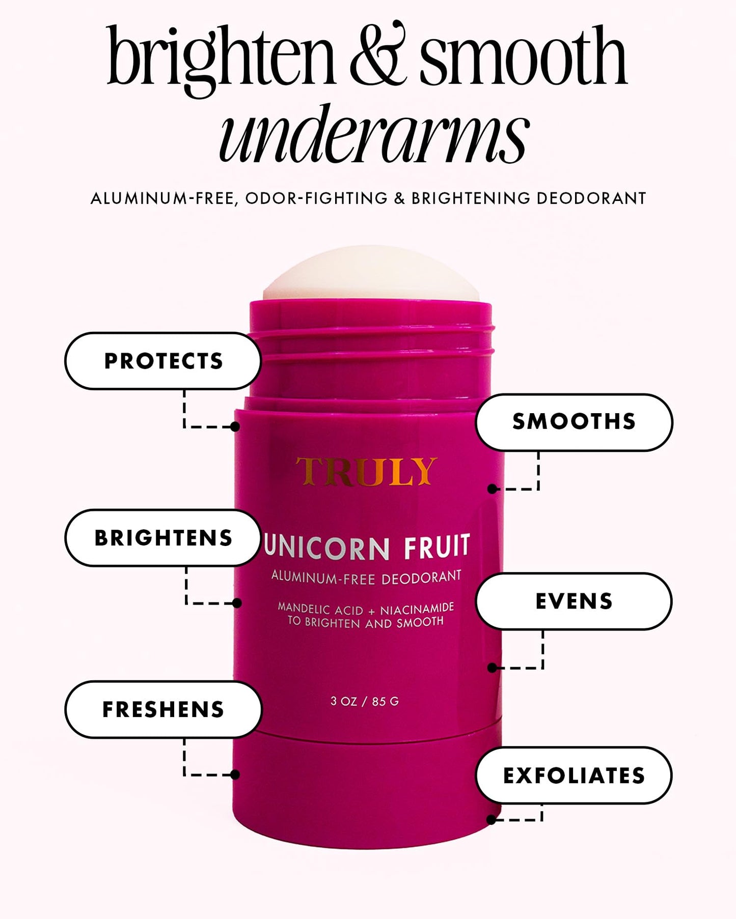 Truly Unicorn Fruit Aluminum Free Deodorant - Cotton Candy Scent - Natural Deodorant for Brighter and Smoother Underarms - 3 Oz Beauty and Personal Care Truly