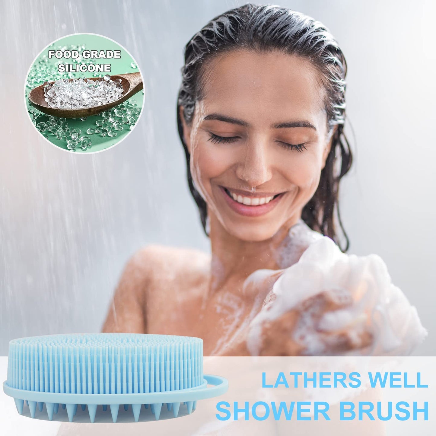 Upgrade 2 in 1 Bath and Shampoo Body Brush, Silicone Body Scrubber for Use in Shower, Exfoliating Body Brush, Premium Silicone Loofah, Head Scrubber Beauty & Personal Care WETANG