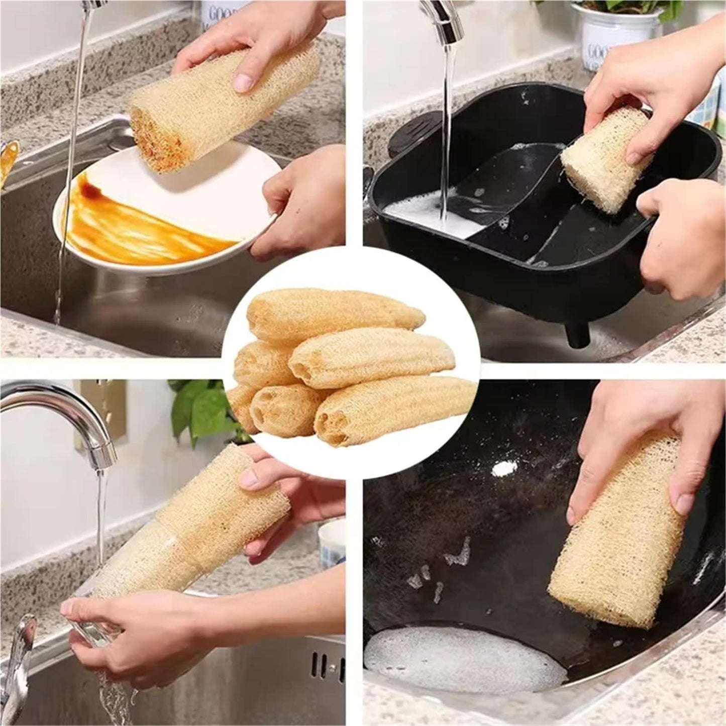 Natural Loofah Bath Body Shower Sponge Scrubber Pad Whole Full Lufa Exfoliation Biodegradable Luffa Sponge Scrubber(20-25cm-3pcs) Beauty and Personal Care HIVJEEDYH