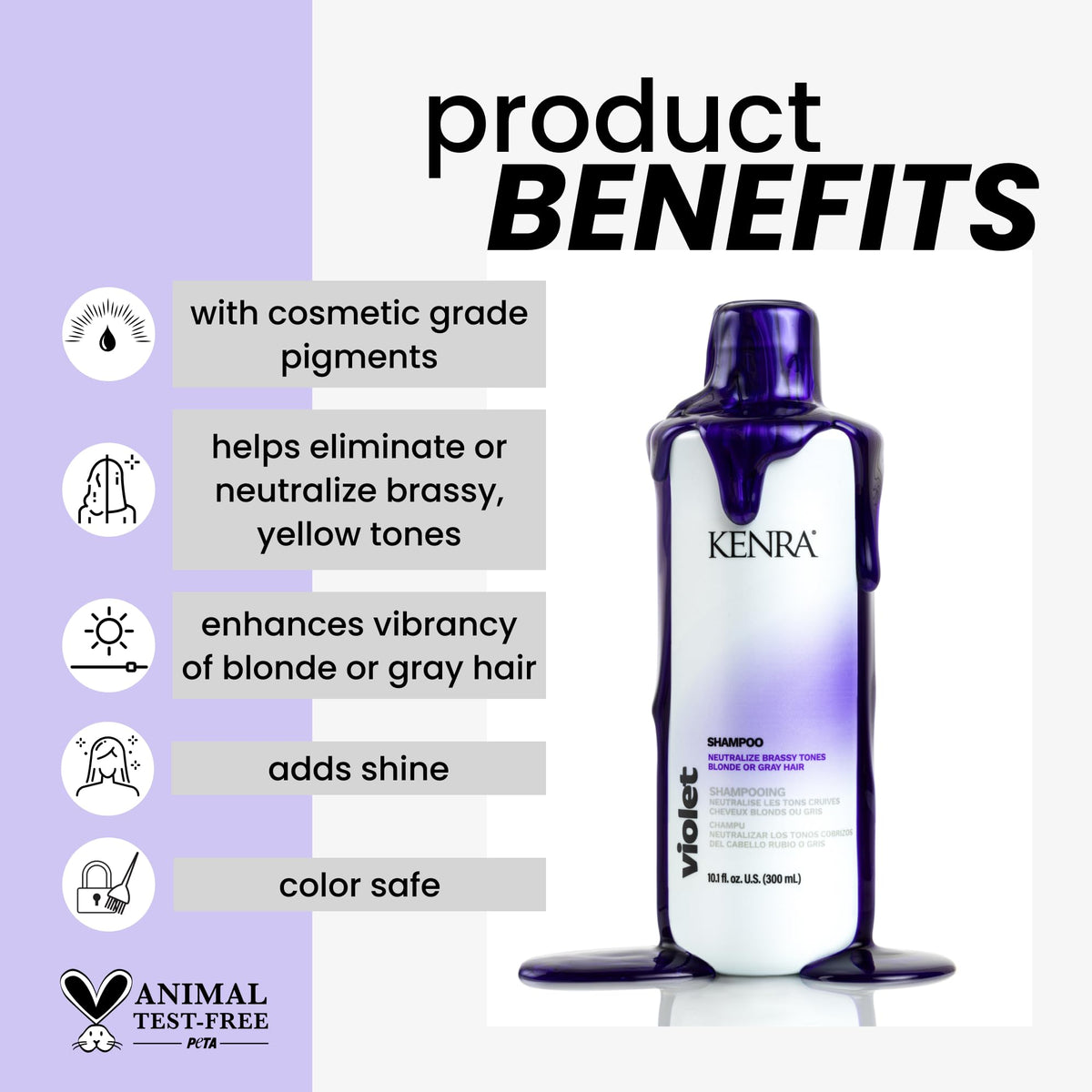 Kenra Violet Shampoo | Eliminates Brassy Tones | Purple Pigment + Deposit | Neutralizes Yellow | Moisturizes Processed Hair | Enhances Vibrancy