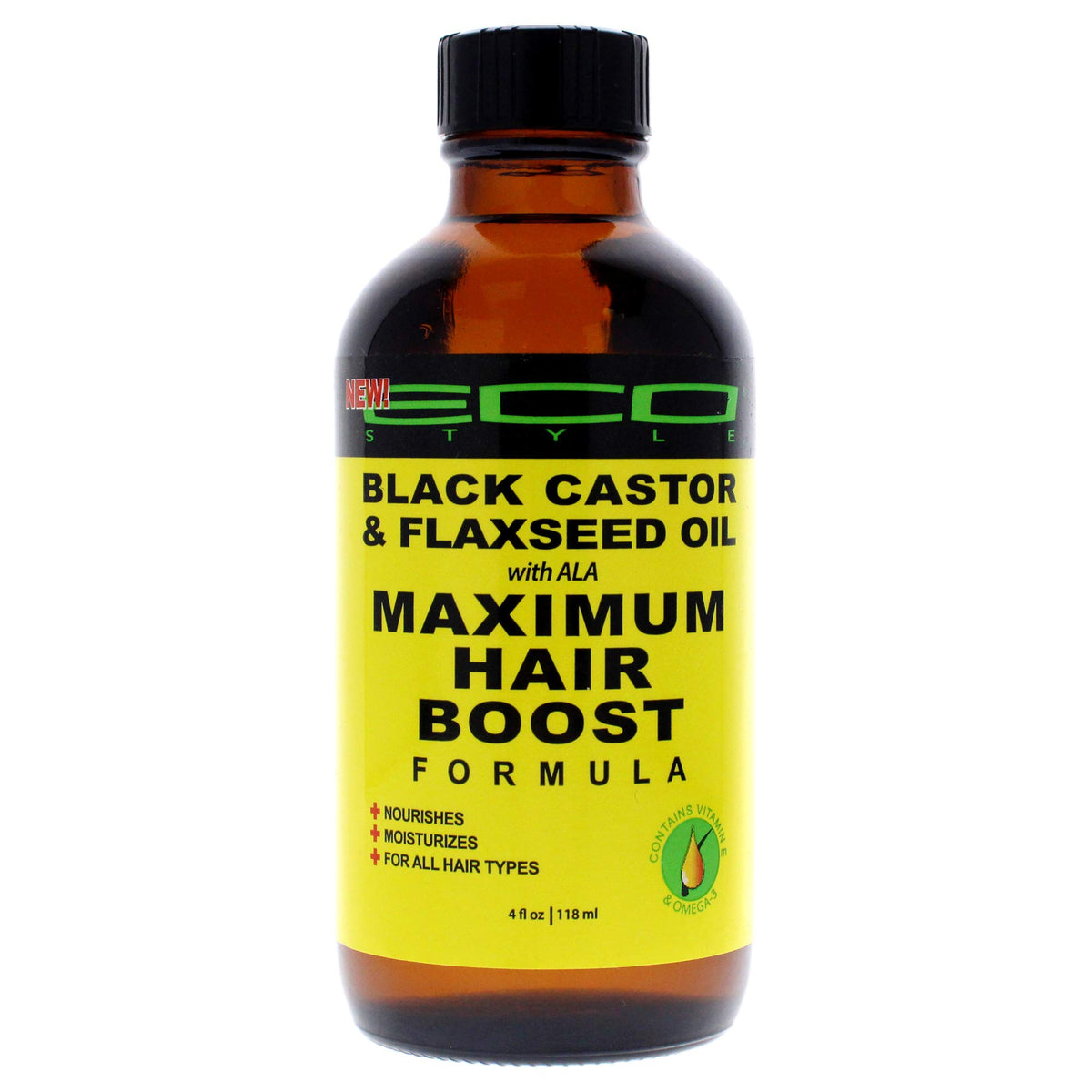 ECOCO Eco Style Black Castor Oil & Flaxseed Oil Maximum Hair Growth Formula, 4 Ounce,SG__US