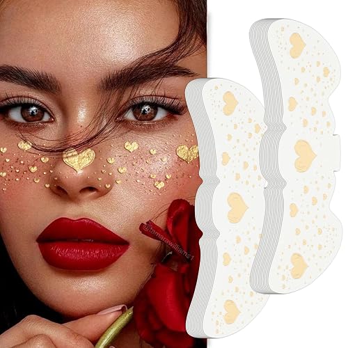 Wodelanle Glitter Freckles Face Tattoo, 24 Count Gold Face Glitter Speckles Makeup Patches, Glow Up Makeup Patches, Cute Glitter Freckles Makeup Beauty & Personal Care Wodelanle
