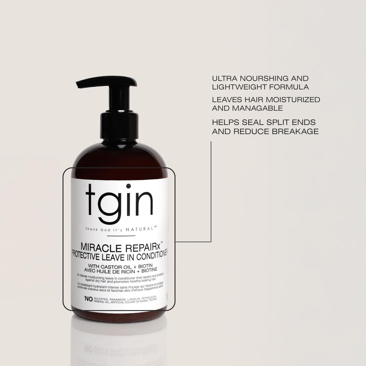 tgin Protective Leave In Conditioner - Restores Moisture & Shine - 13 oz