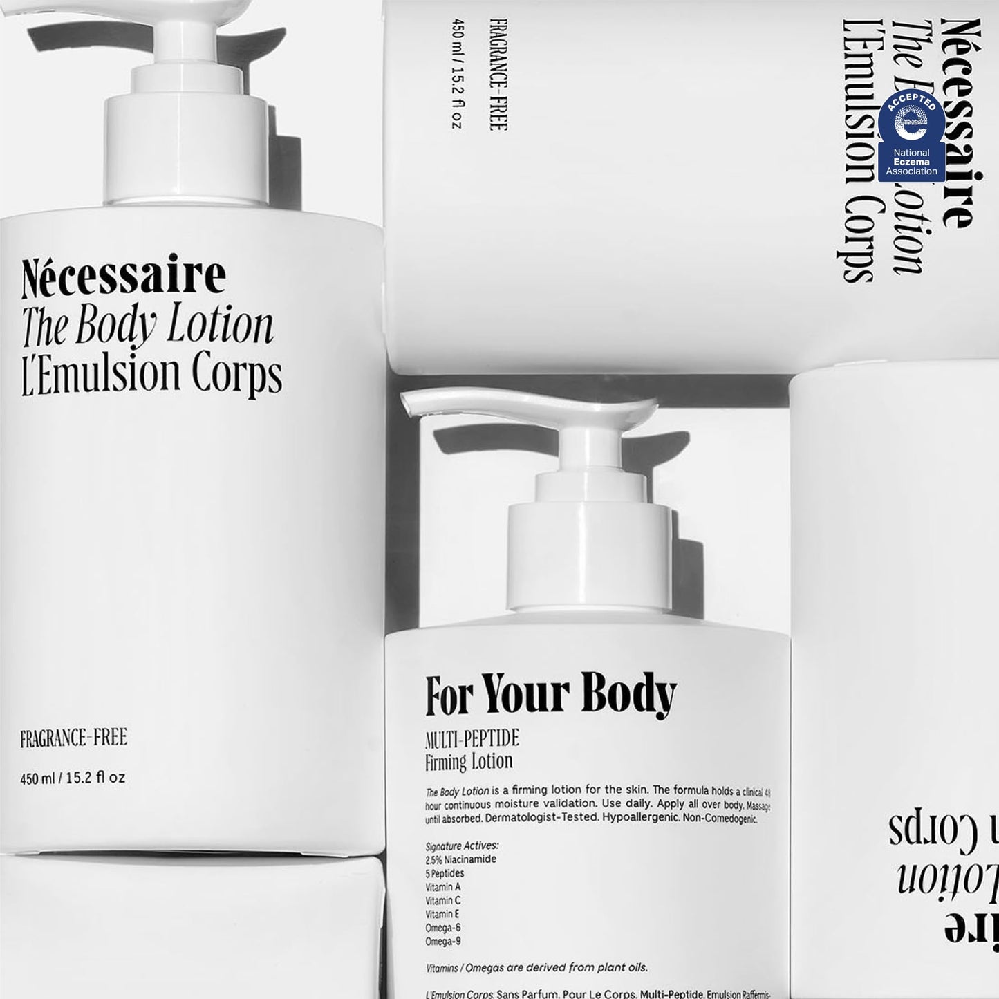 Nécessaire The Body Lotion - Fragrance-Free - Multi-Peptide Moisturizer - Firming Body Lotion for Women + Men. 2.5% Niacinamide. Non-Comedogenic + Beauty & Personal Care Nécessaire