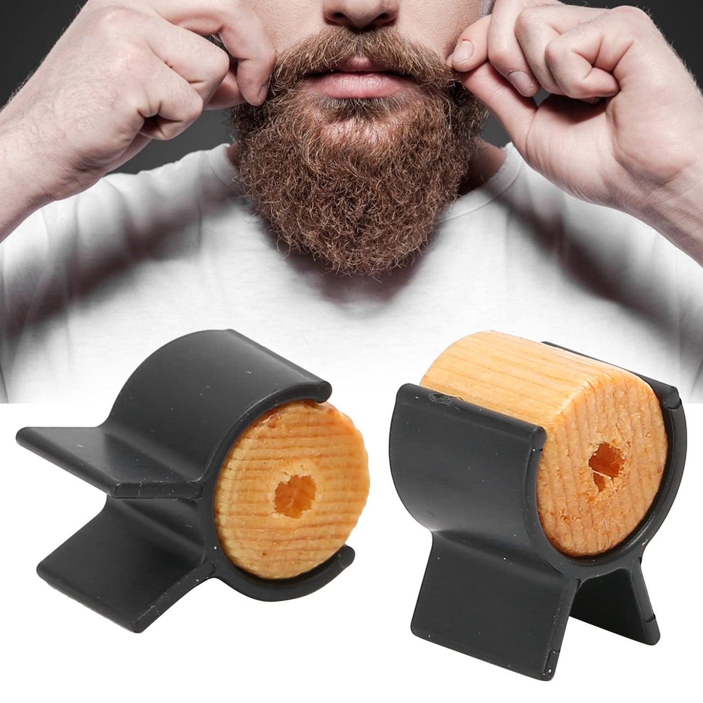 Mustache Training Wheel, 1 Pair Wood Gel Handlebar Mustache Training Mustache Shaping Wheel Beards Template Shaping Tools Mustache Styling Father Boy Beauty and Personal Care YUYTE