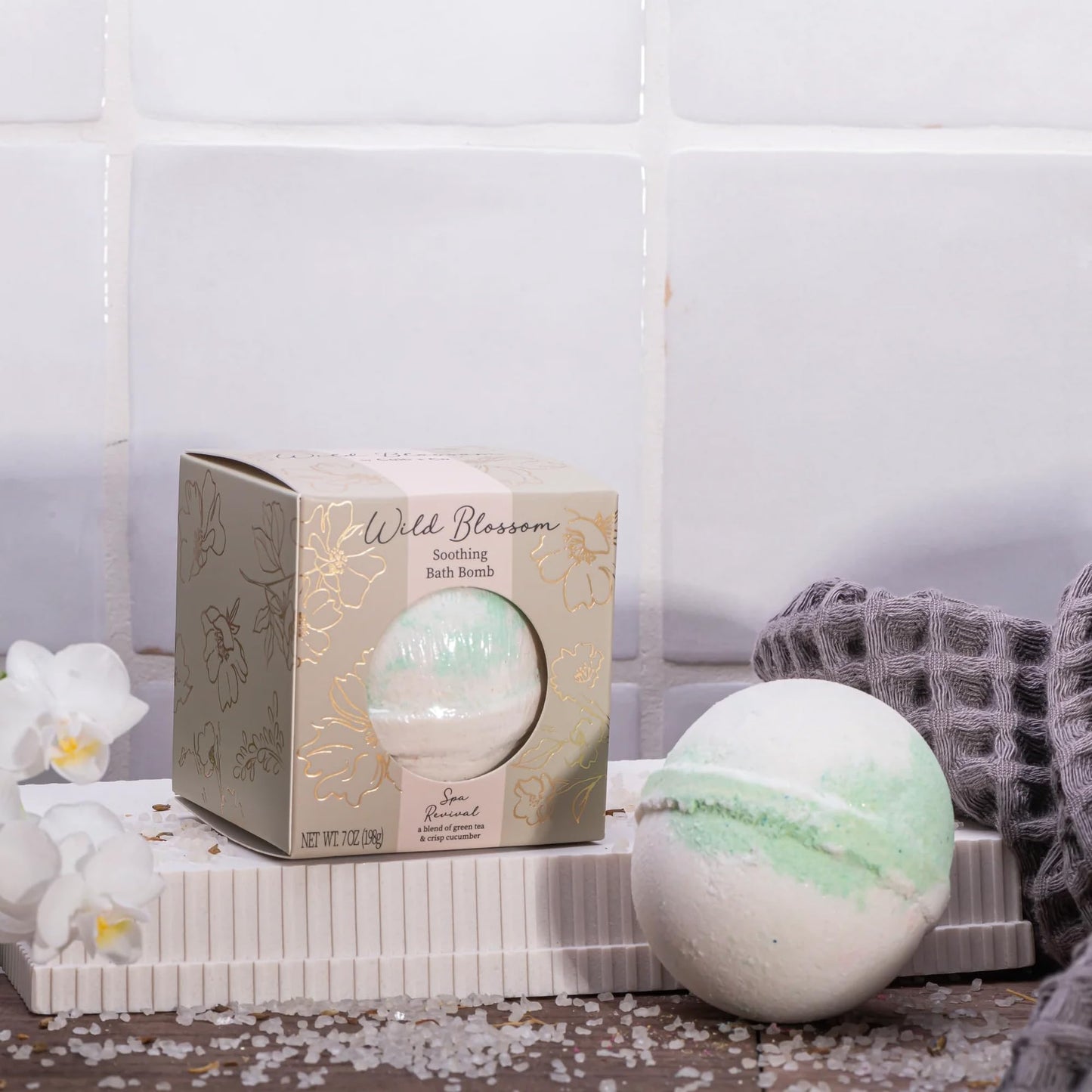 Cait + Co Soothing Bath Bomb Giftable, 7 Ounce Essential Oil, Green Tea and Cucumber Scent, Spa Revival Beauty & Personal Care Cait + Co