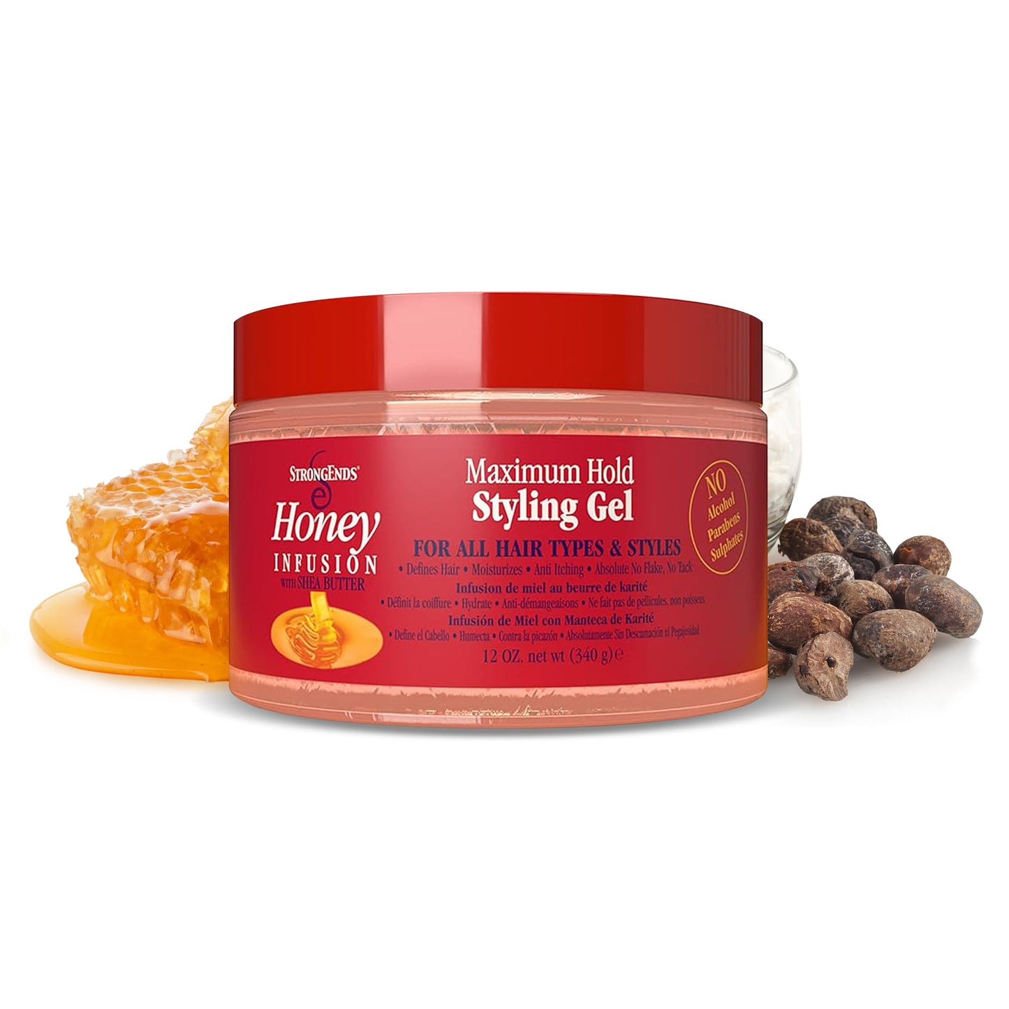 STRONGENDS - Maximum Hold Styling Gel with Honey & Shea - Moisturizing Hair Gel, Suitable for All Hair Types & Versatile Styles, Ideal for Men Beauty & Personal Care STRONGENDS