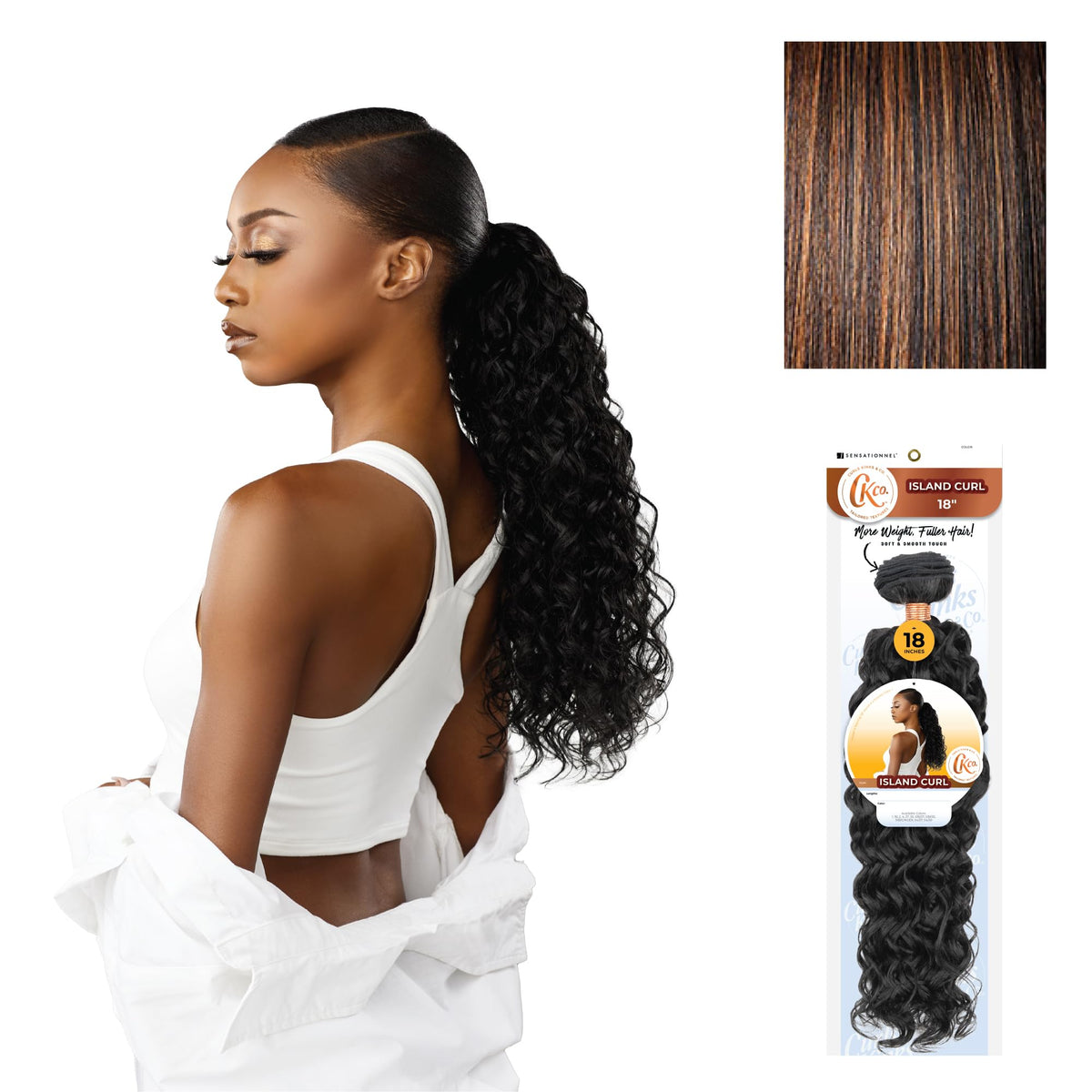 Sensationnel Curls Kinksandco Synthetic Bundles-Island Curl,18 inch, S1B/30