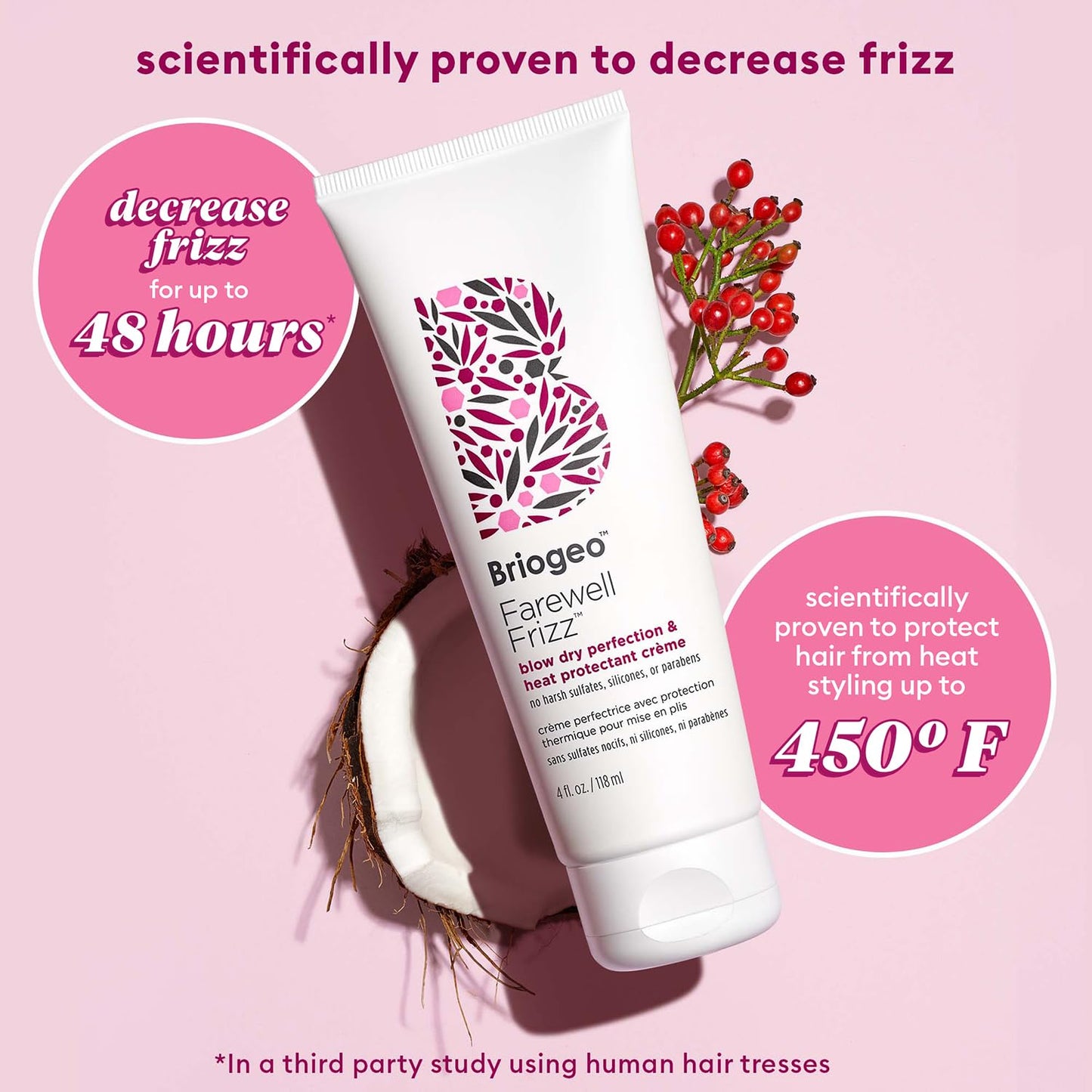 Briogeo Farewell Frizz Blow Dry Perfection & Heat Protectant Crème, Anti Frizz Hair Cream with Argan Oil for Styling, Silicone-free, Heat Protectant Beauty & Personal Care Briogeo