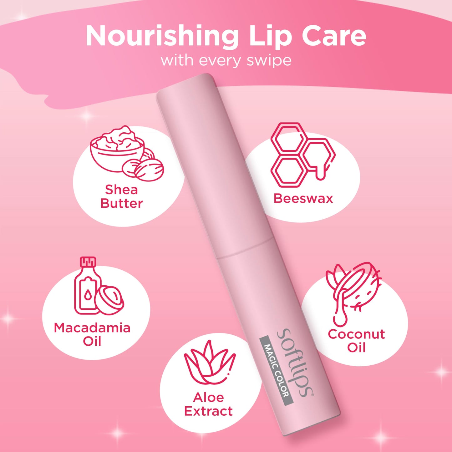 Softlips Magic Color Lip Balm, Crystal Pink Tint, Color-Changing Lip Care, Hydrating, 10-Hour Moisture for All-Day Softness, Berry Pop Flavor, 1 Tube Beauty and Personal Care SoftLips