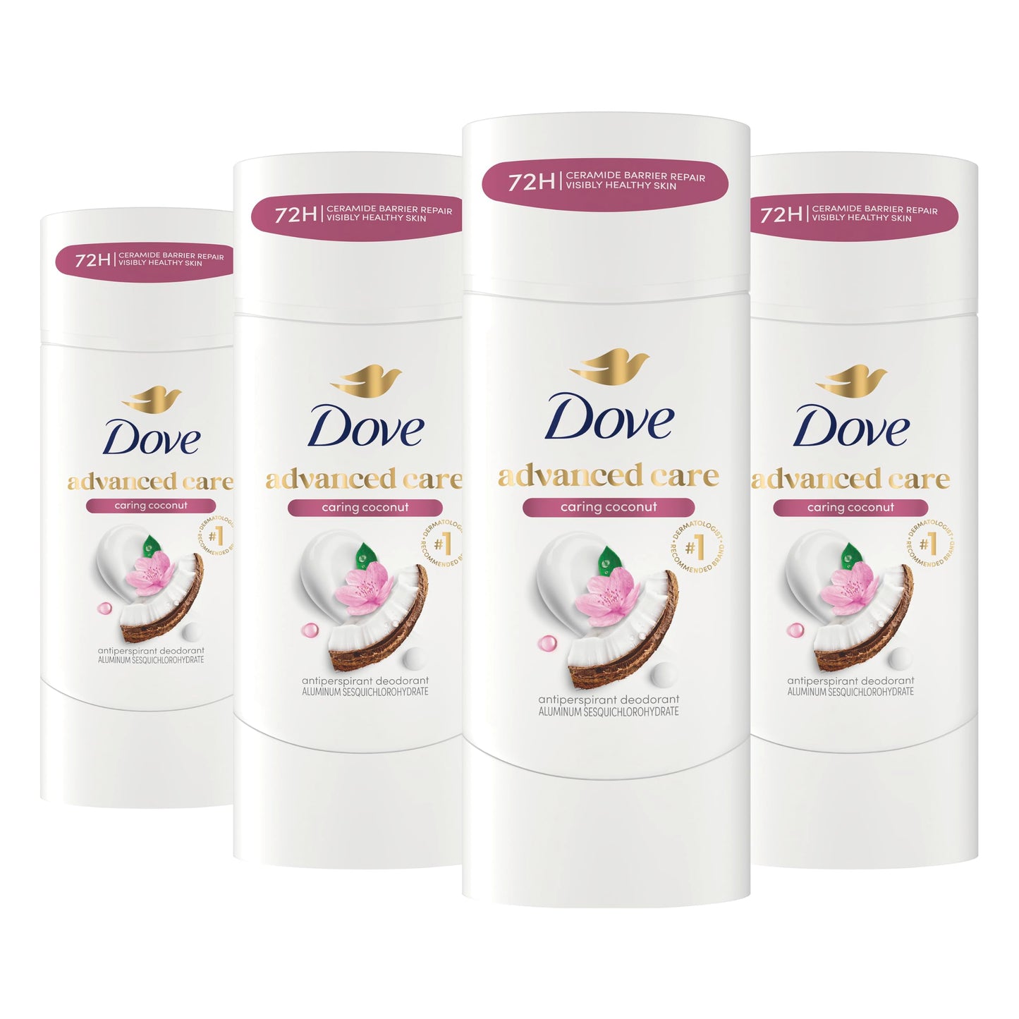 Dove Advanced Care Antiperspirant Deodorant Stick Caring Coconut 4 ct for helping your skin barrier repair after shaving 72-hour odor control Beauty and Personal Care Dove