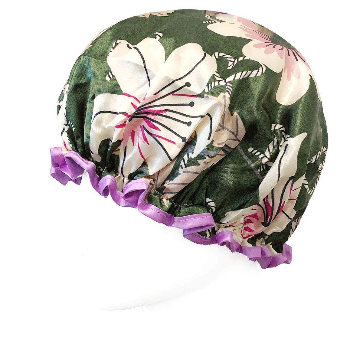 allydrew Wild Side Reusable Women's Waterproof Shower Caps for Long Hair, Lilies Green Beauty & Personal Care allydrew