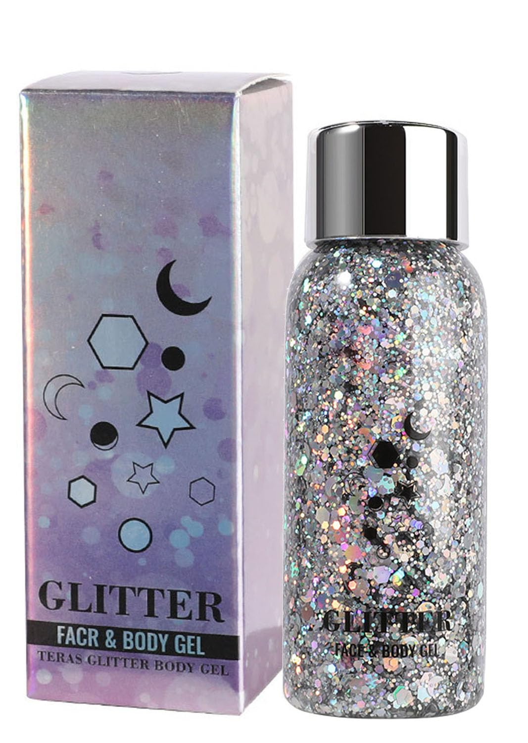 JUDEWY Body Glitter Gel, Face Glitter Body Glitter Glitter Liquid Eyeshadow, Face Hair Nail Glitter, Holographic Makeup Festival Glitter Makeup (02) Beauty & Personal Care JUDEWY