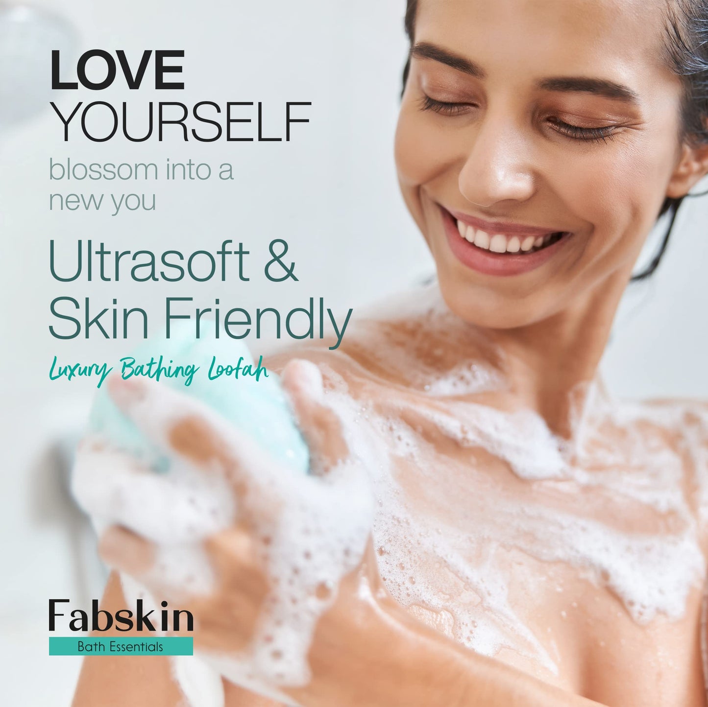 FABSKIN Luxury Bathing Round Loofah for Men and Women (Aqua and Pink) Beauty and Personal Care FABSKIN