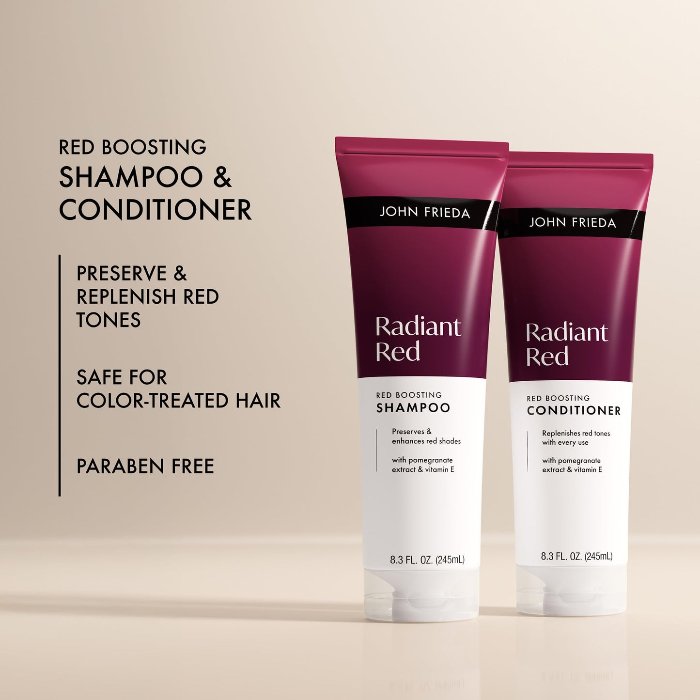 John Frieda Radiant Red Boosting Shampoo and Conditioner Bundle, Red Hair Shampoo and Conditioner, 8.3 Fl Oz, Pack of 2 Beauty & Personal Care John Frieda