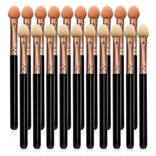 UorPoto Eyeshadow Applicators Double Sided Sponge Tip Foam Reusable?20Pcs Professional Organic Long Handle Washable Makeup Eye Shadow Brush Set Beauty & Personal Care UorPoto