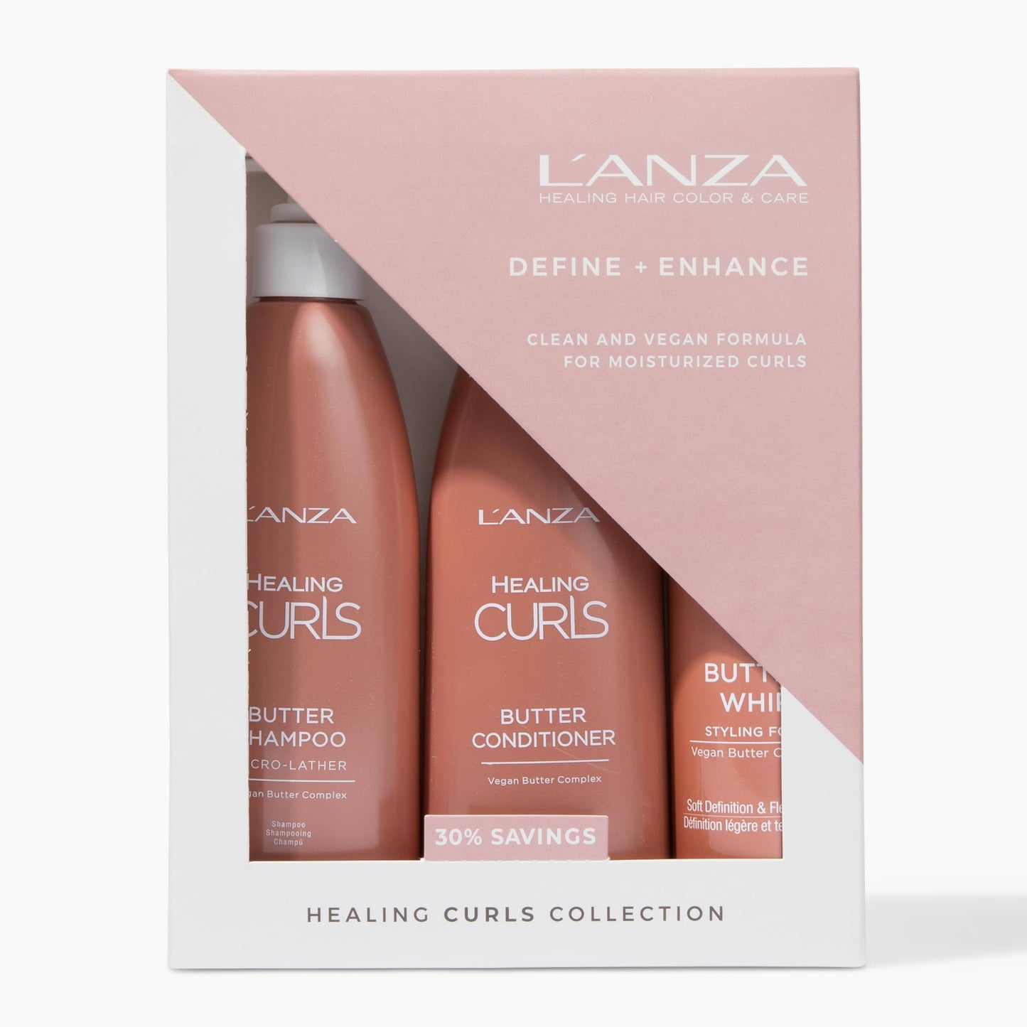 L'ANZA Healing Curls Trio Hair Kit, Curly Hair Shampoo and Conditioner with Curl Defining Styling Foam in a Gift Box, Luxury Hair Care Kit for Curly Beauty & Personal Care L’ANZA