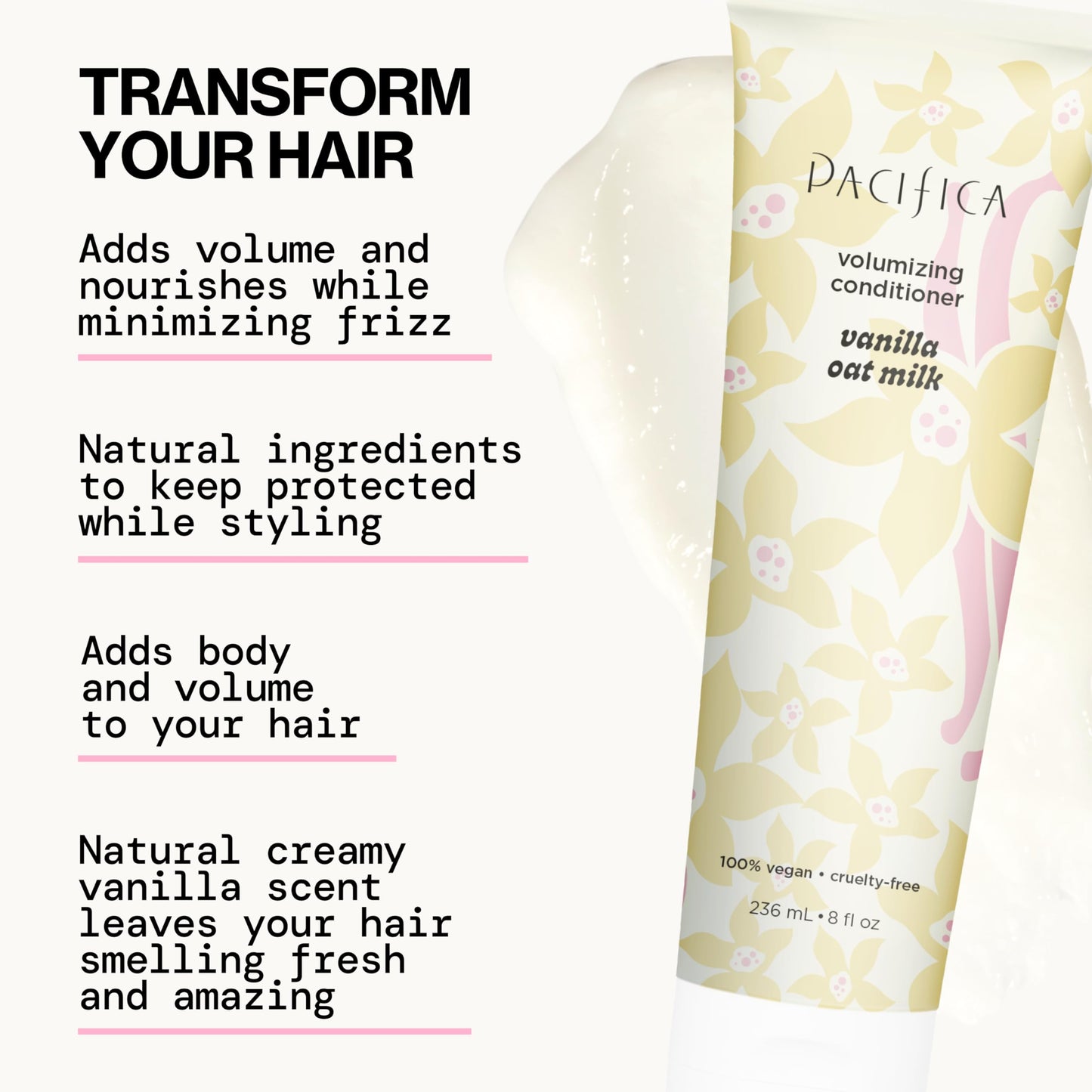 Pacifica Vanilla Oat Milk Volumizing Shampoo & Conditioner Set - Fuller, Bouncier Hair, Fine Or Flat Hair Solution, Sulfate-Free, 100% Vegan Hair Care Beauty & Personal Care Pacifica