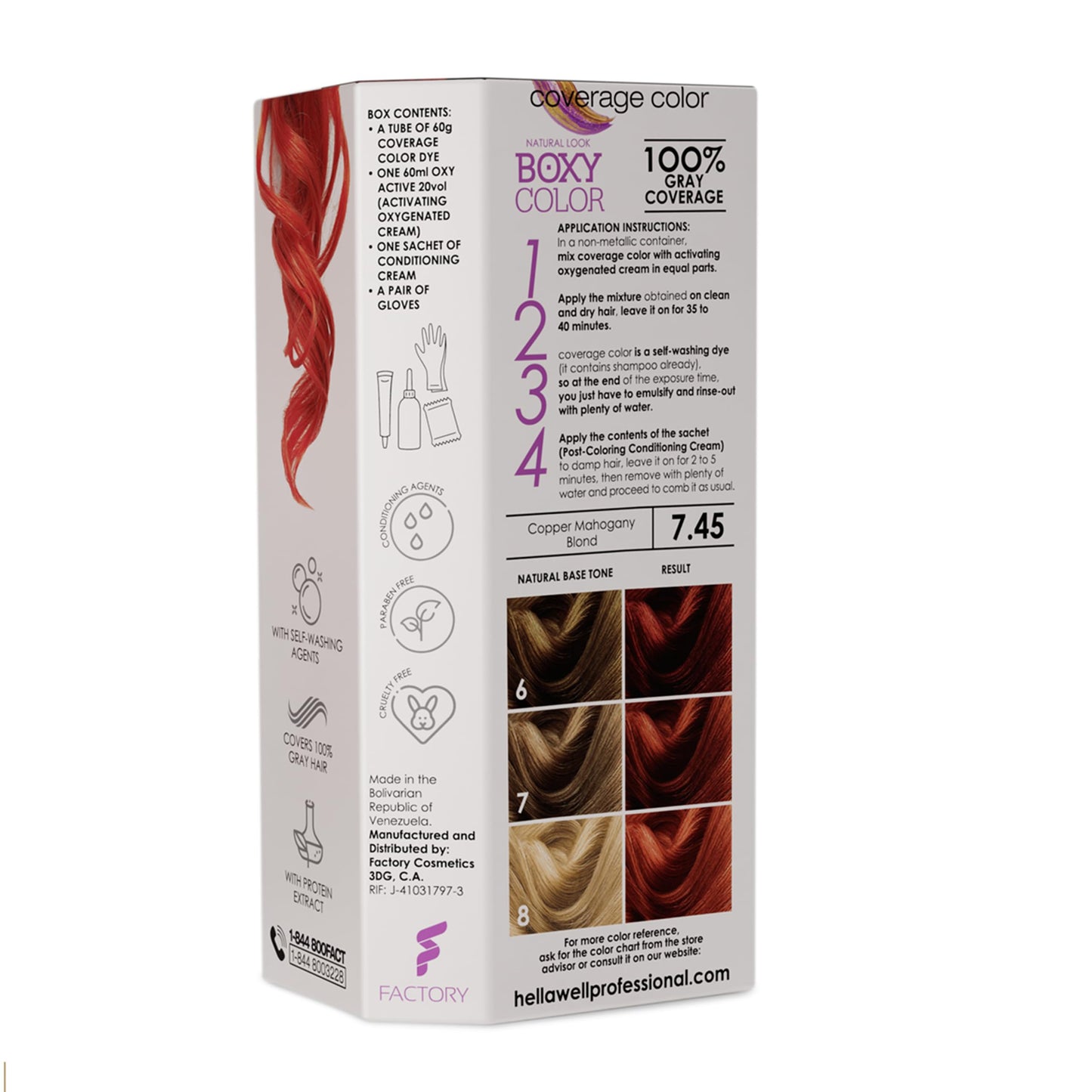 BOXY COLOR Coloring kit professional, permanent color cream hair dye with Vegetal Protein to get Hair with intense color shiny and silky. 100% Gray Beauty & Personal Care HELLAWELL PROFESSIONALS