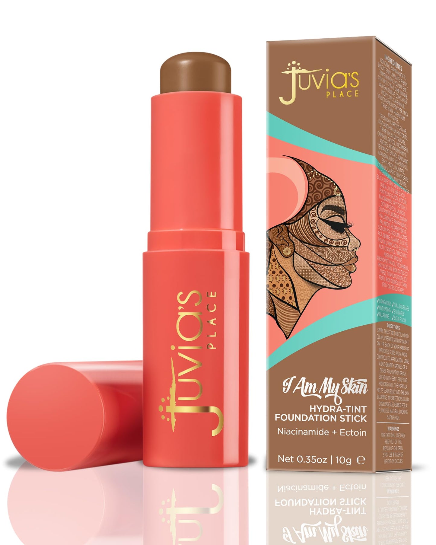 Juvia's Place I Am My Skin Hydra-Tint Foundation Stick - 9 Guinea - Cool, Rich Brown with Neutral Tones, Buildable, Hydrating & Blurring Coverage Beauty & Personal Care Juvia's Place