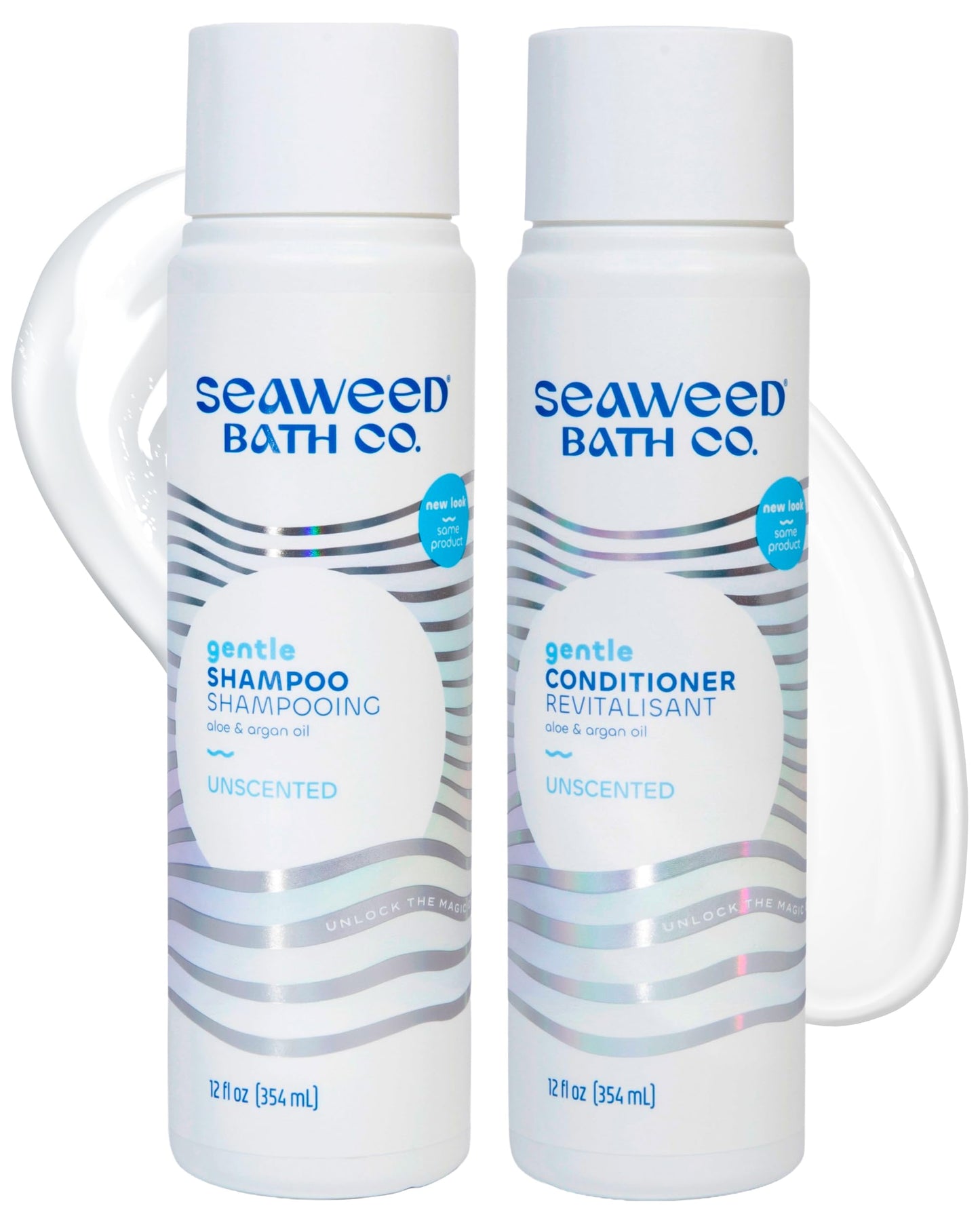 Seaweed Bath Co. Gentle Shampoo and Conditioner Set - Unscented - Nourishing Hair Care With Hyaluronic Acid, Aloe, Argan Oil, For Sensitive Scalps Beauty & Personal Care The Seaweed Bath Co.