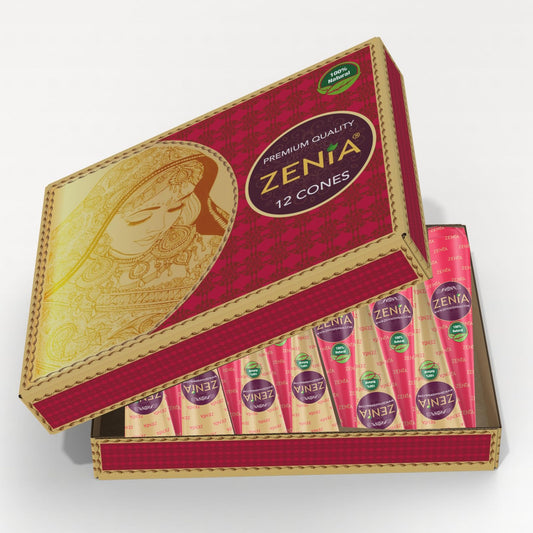 Zenia (Pack of 12) 100% Natural Henna Hair Color Paste Hair Dye Cones Dark Reddish-Brown Color 25g Each Cone Beauty & Personal Care Zenia
