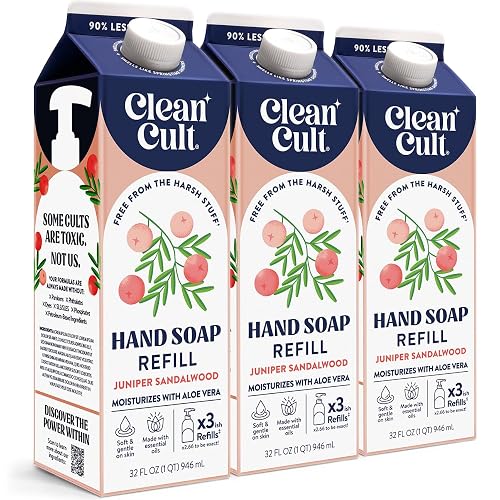 Cleancult Liquid Hand Soap Refill - Juniper Sandalwood - Moisturizes Dry & Sensitive Skin - Made with Aloe Vera & Essential Oils - Eco Friendly Beauty & Personal Care Cleancult