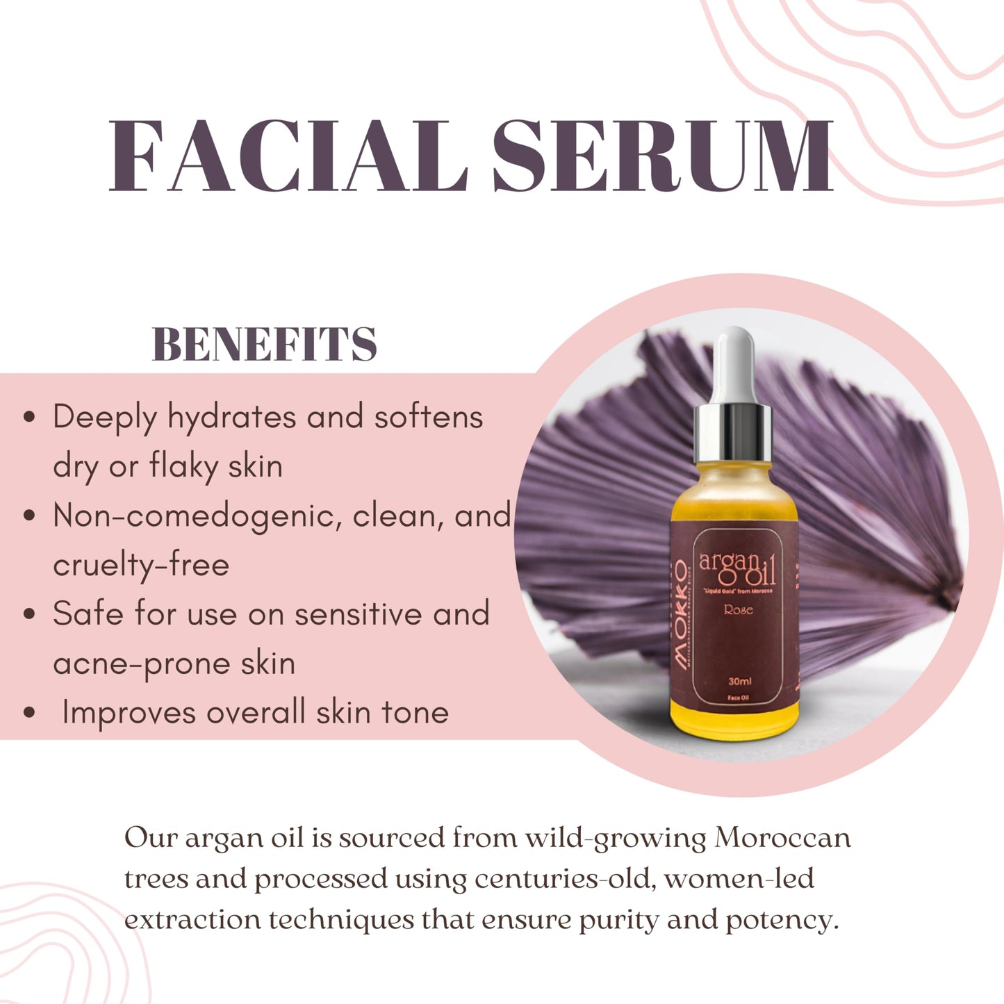 Mokko Argan Face Oil Drops with Rose - 100% Pure Moroccan Argan Oil | Hydrating, Anti-Aging & Brightening Facial Oil for Dry, Sensitive & Acne-Prone Beauty & Personal Care mokkobrand