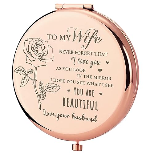 GAOLZIUY Gifts for Wife - Beautiful Wife Gift Rose Gold Compact Mirror, Birthday Gifts for Women, Wedding Anniversary, Valentines Day, Mothers Day Beauty & Personal Care GAOLZIUY