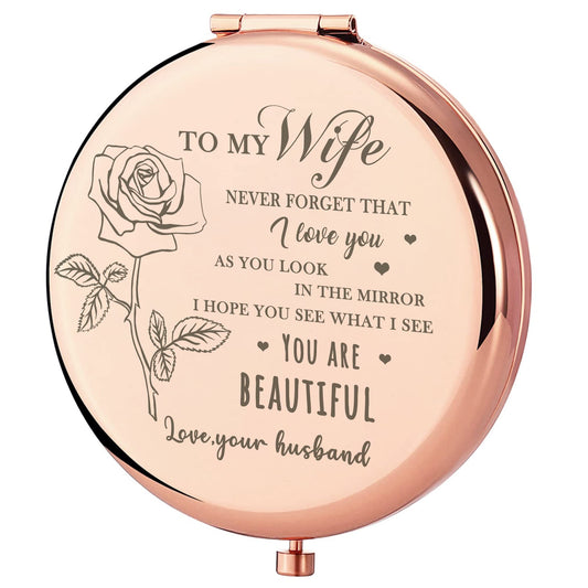 GAOLZIUY Gifts for Wife - Beautiful Wife Gift Rose Gold Compact Mirror, Birthday Gifts for Women, Wedding Anniversary, Valentines Day, Mothers Day Beauty & Personal Care GAOLZIUY