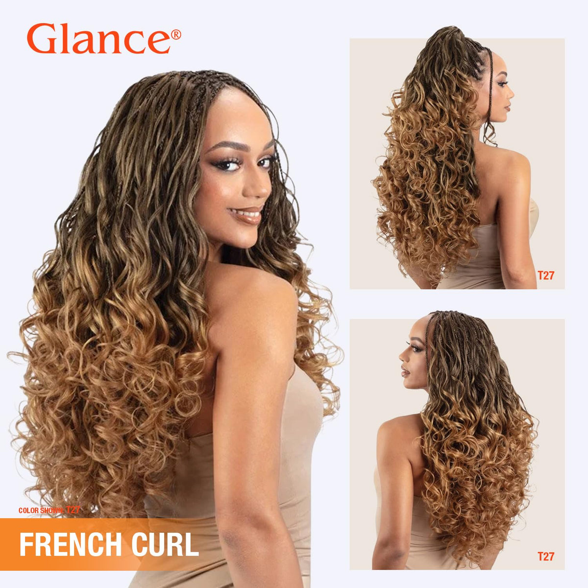 ModelModel Crochet Braids Glance 3X Pre-Stretched French Curl 14"16"18" (Jet Black 1)