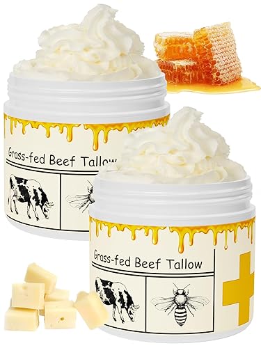 mkzea Beef Tallow for Skin, Beef Tallow, Tallow and Honey Cream, Grass Fed Beef Tallow, Whipped Beef Tallow for Face Moisturizer for All Purpose Beauty & Personal Care mkzea