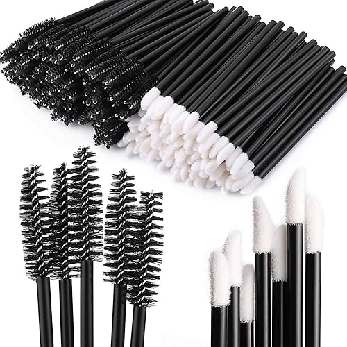 Tbestmax 200 Disposable Mascara Wand Spoolies and Lip Brushes, Lipstick Lipgloss Applicator for Eyebrow Eyelash Extension Makeup Kits Black Beauty & Personal Care Tbestmax