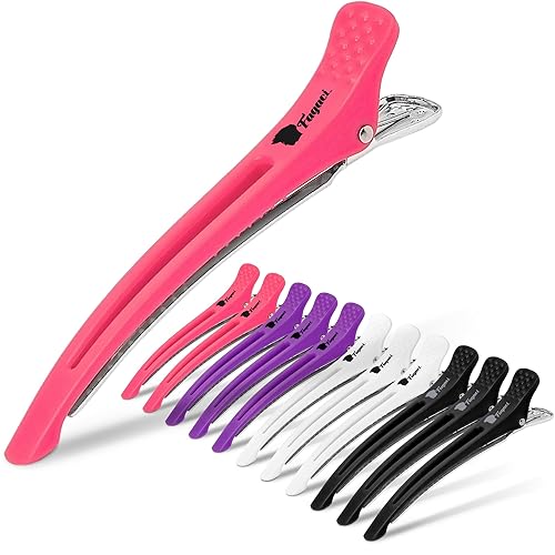 Fagaci Firm Grip Hair Clips with Silicone Band - Duckbill Sectioning and Styling Clips, Durable Alligator Clips for Women's Hair, Long Duck Billed Beauty & Personal Care Fagaci