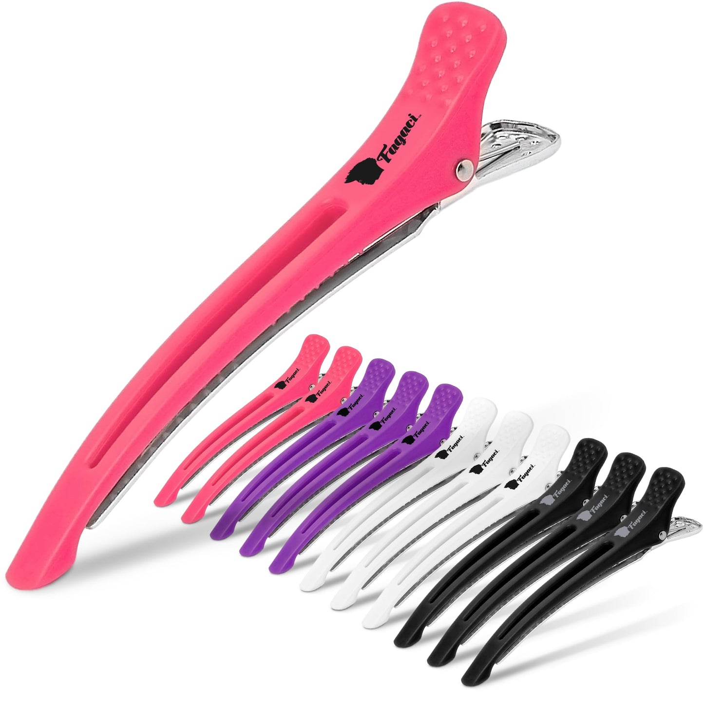 Fagaci Firm Grip Hair Clips with Silicone Band - Duckbill Sectioning and Styling Clips, Durable Alligator Clips for Women's Hair, Long Duck Billed Beauty & Personal Care Fagaci