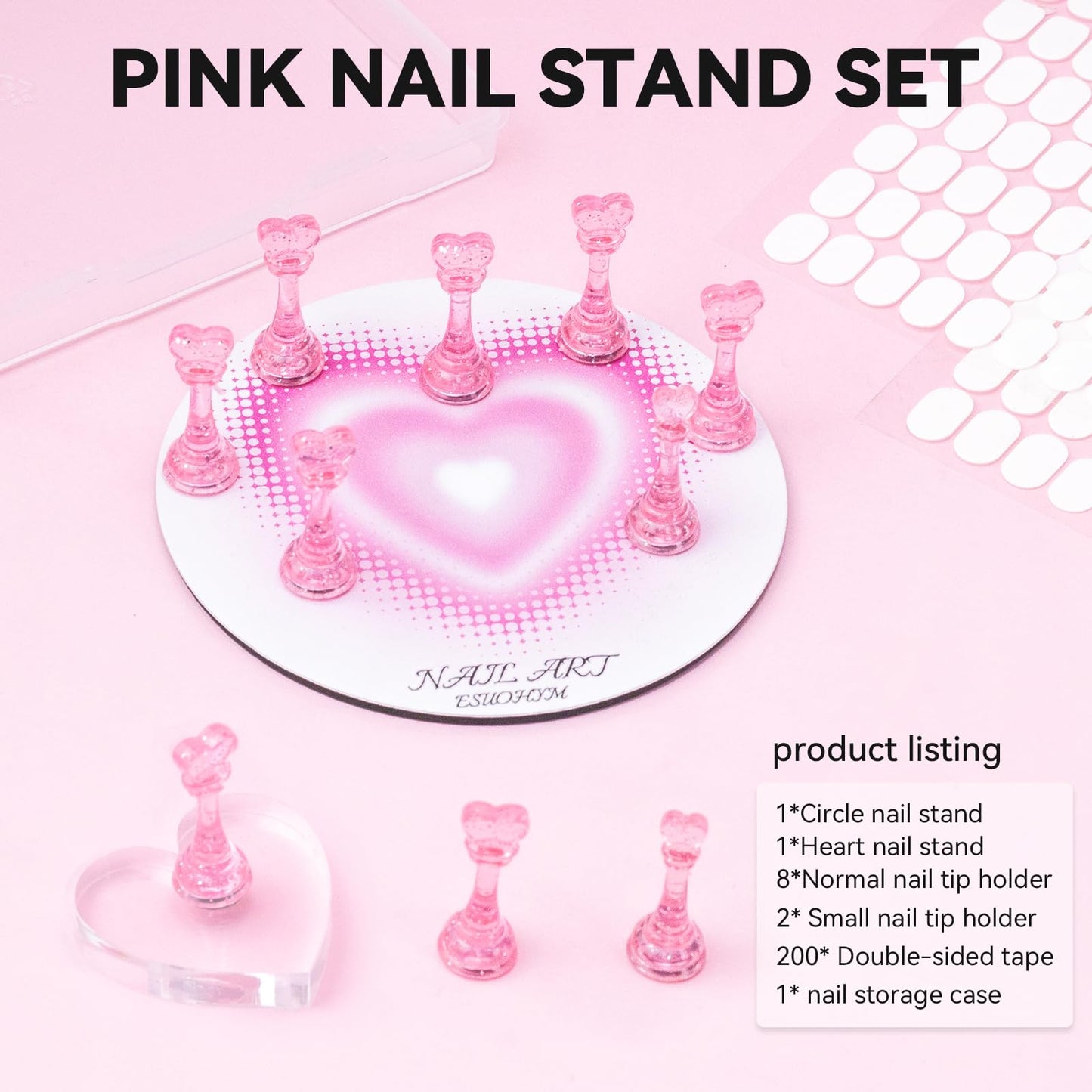 ESUOHYM Nail Stand for Press On Fake Nails Painting Display Practice, Powerful Magnetic Nail Holder for Design, Flower Nail Stand with 200 PCS Beauty and Personal Care ESUOHYM