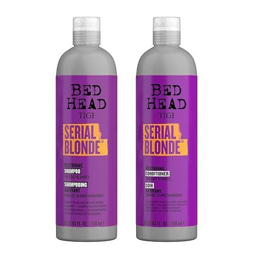 TIGI Bed Head Serial Blonde Restoring Shampoo & Conditioner Set for Damaged Blonde Hair, Hydrolyzed Keratin, 25.36 fl oz, 2 Pack Beauty & Personal Care TIGI