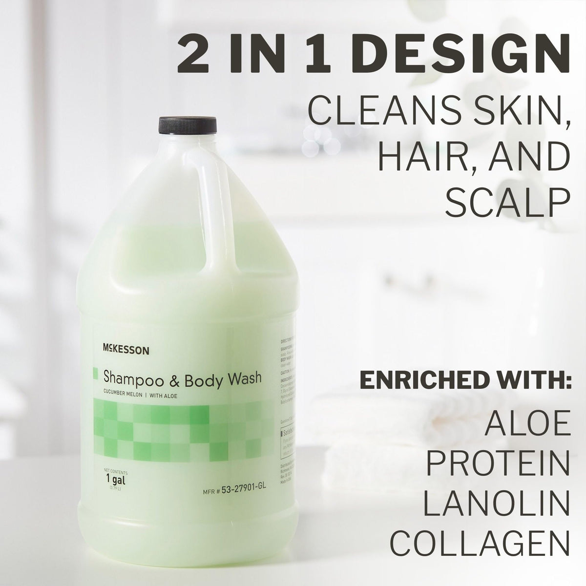 McKesson Body Wash and Shampoo, Cucumber Melon Scent, 1 gal, 4 ct
