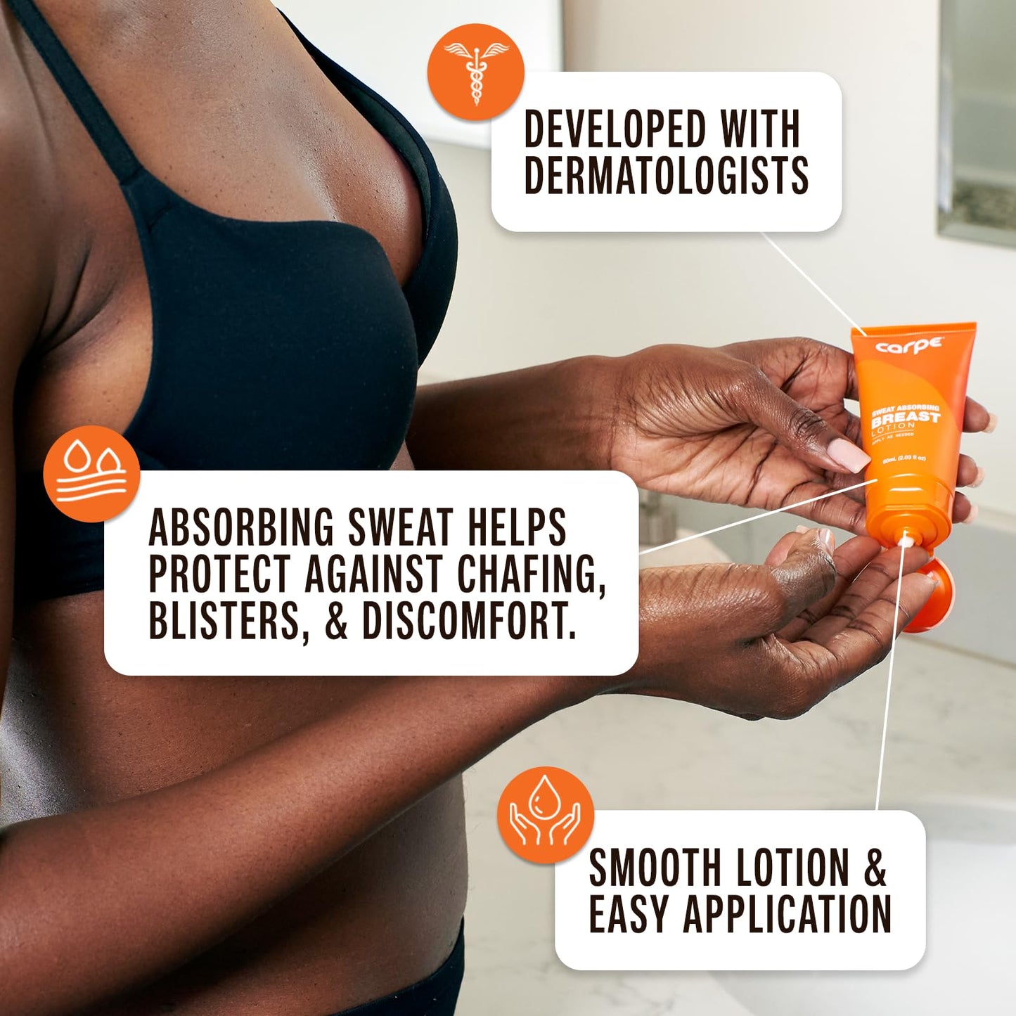 Carpe Sweat Absorbing Breast - Helps Keep Your Breasts and Skin Folds Dry - Sweat Absorbing Lotion - Helps Control Under Breast Sweat - Great Beauty & Personal Care Carpe