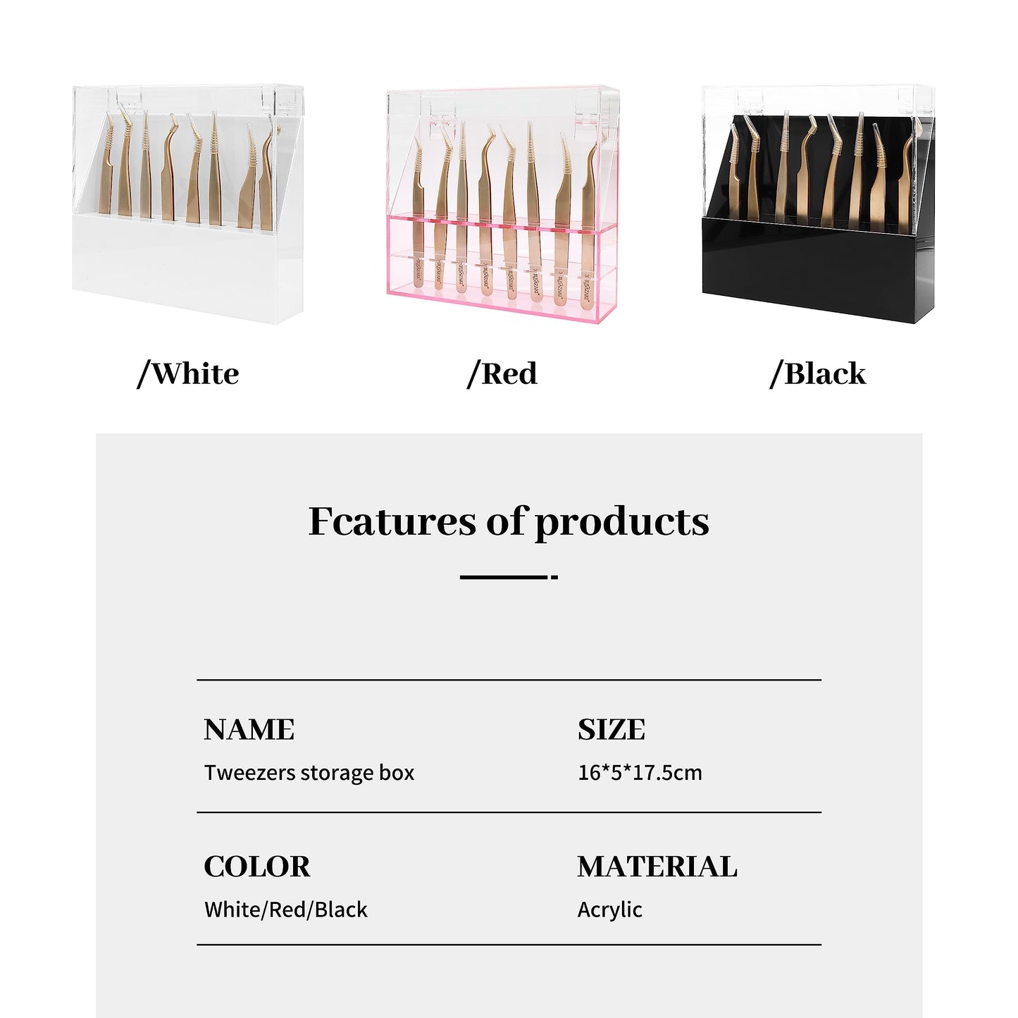 XIUSUZAKI Tweezers Storage Box 8 Holes Holder Lash Tweezers Storage for Eyelash Extensions Eyelash Professional(Black,Only the Box) Beauty and Personal Care XIUSUZAKI