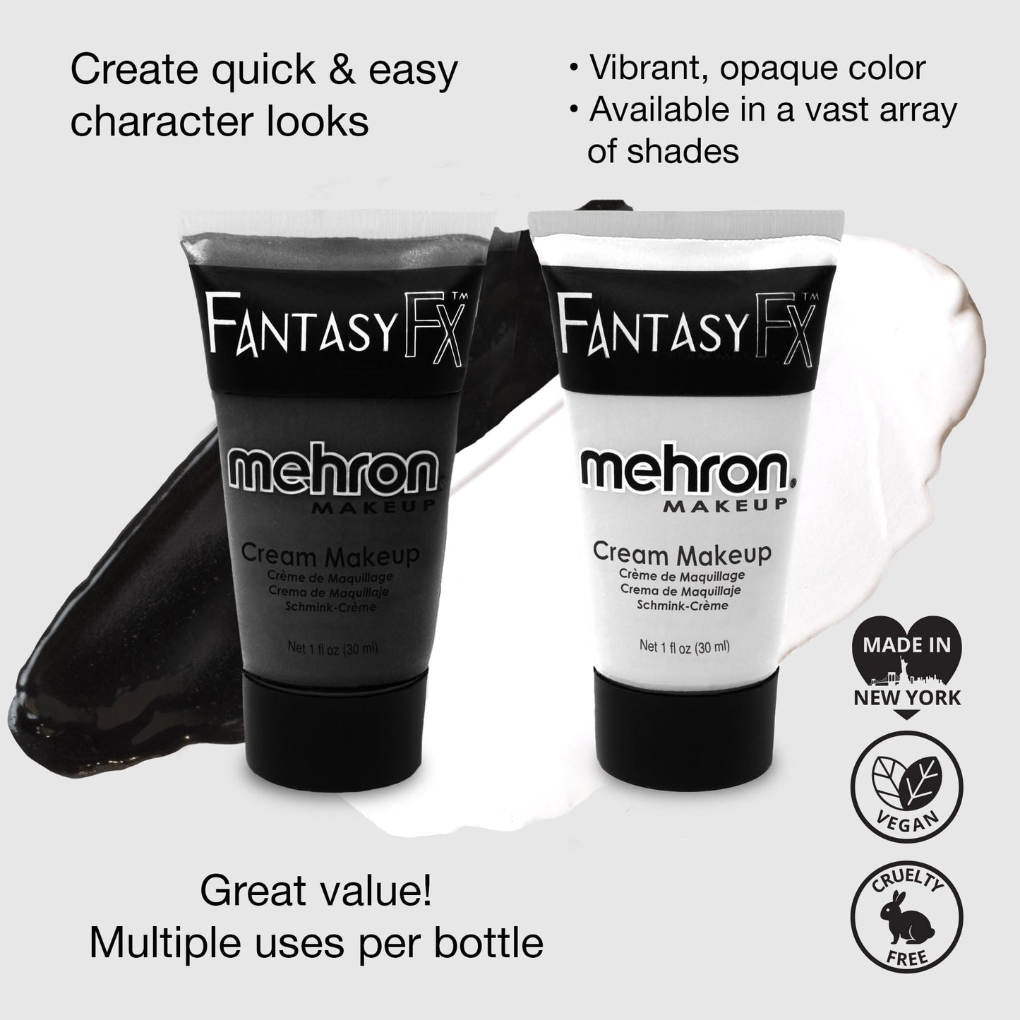 Mehron Makeup Fantasy F/X Water Based Face & Body Paint Black and White Face Paint Bundle Beauty & Personal Care Mehron