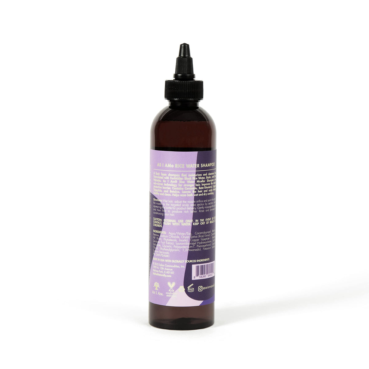 As I Am Rice Water Shampoo 8 oz - with Forbidden Black Rice, Saw Palmetto, Biotin - Gentle Cleanser - Moisturizing - Vegan & Cruelty Free - Sulfate Beauty & Personal Care As I Am