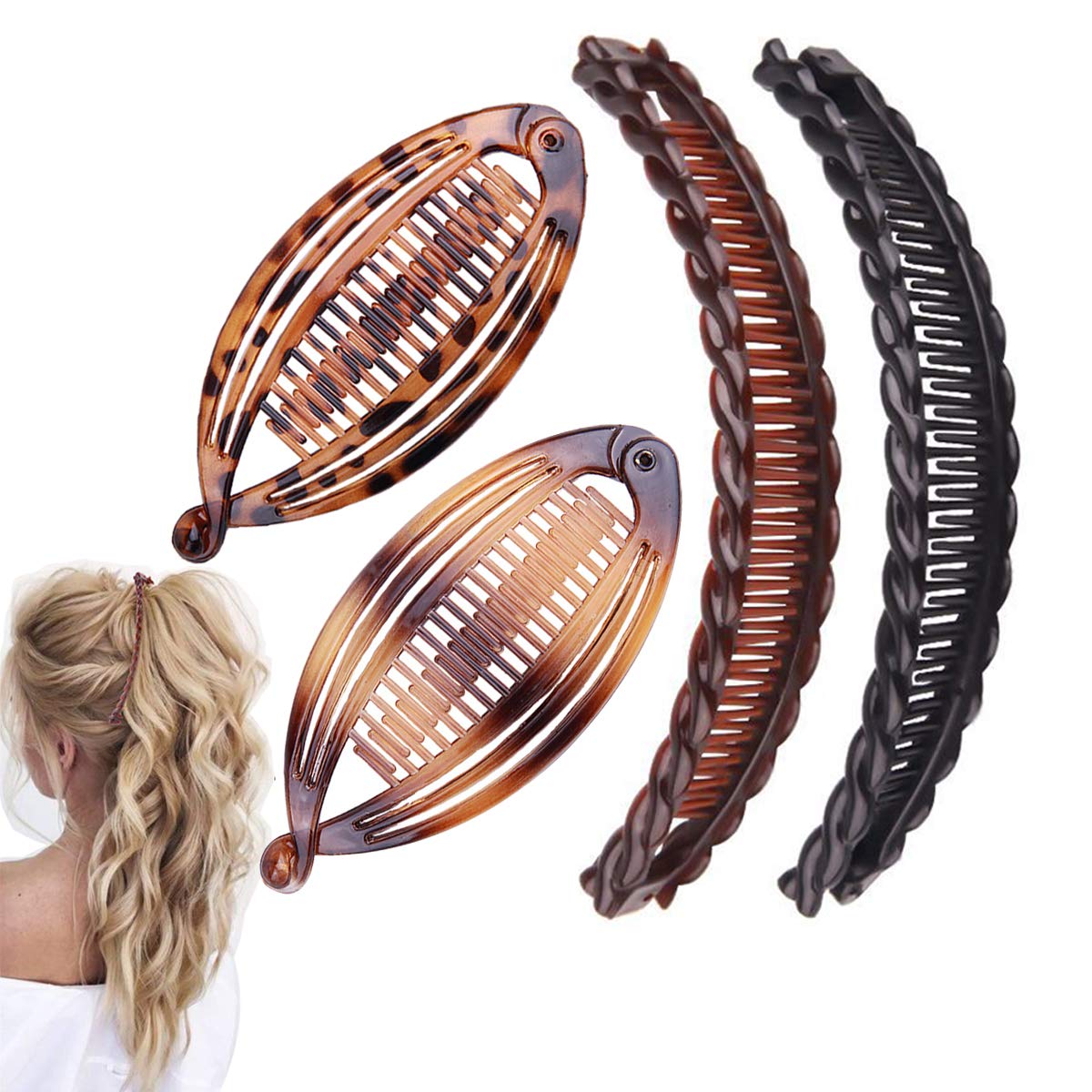 Aaiffey 4pcs Banana Hair Clips Vintage Clincher Combs Tool for Thick Curly Hair Accessories Fish Shape Ponytail Holer Claws Grips Clamp Clip Claws Set Beauty & Personal Care Aaiffey