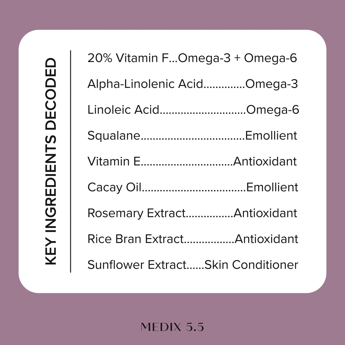MEDIX Body & Face Moisturizer 20% Vitamin F Oil Hydrating Body Booster & Face Serum | Concentrated Vitamin F + Vitamin E Oil Super Serum For Skin Beauty & Personal Care Medix 5.5
