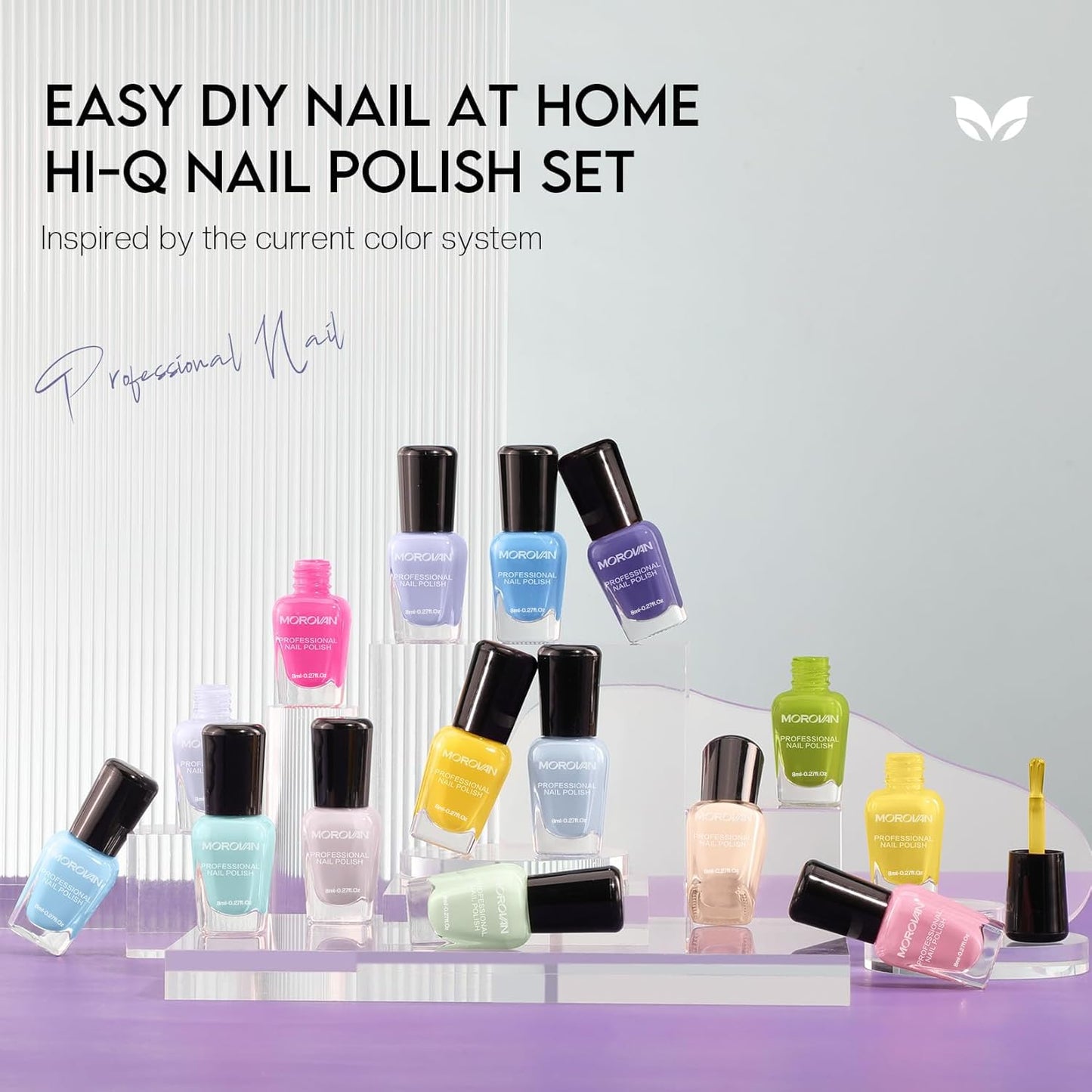 Morovan Pastel Nail Polish Set: Spring Macaron Air Dry 15 Bright Colors 0.27oz Summer Regular Fingernail Polish Bulk Nail Polish Kit Finger Nail Beauty and Personal Care Morovan
