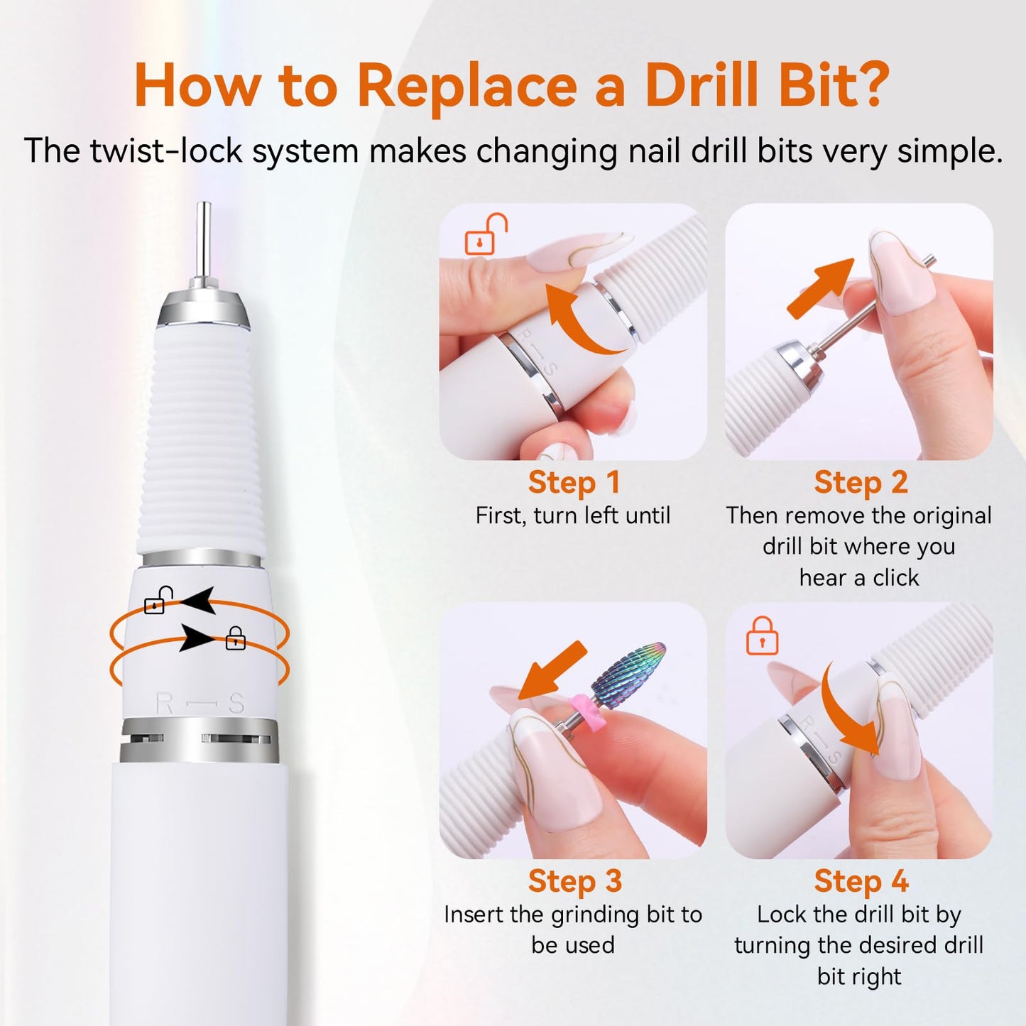 MAKARTT 30000RPM Electric Handpiece for Up200 Nail Drill Machine Professional E File 3 Pins White Beauty & Personal Care Makartt